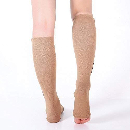 Zipper Compression Socks – Open Toe Thin Anti-Fatigue Stretchy High Sock Unisex