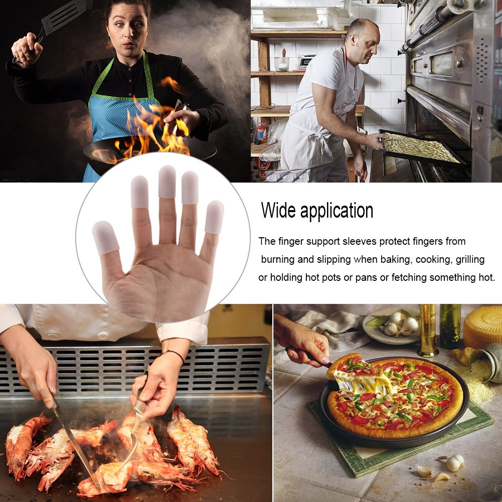 5pcs Silicone Finger Protector Thumbs Cover Fingertip For Heat Cooking