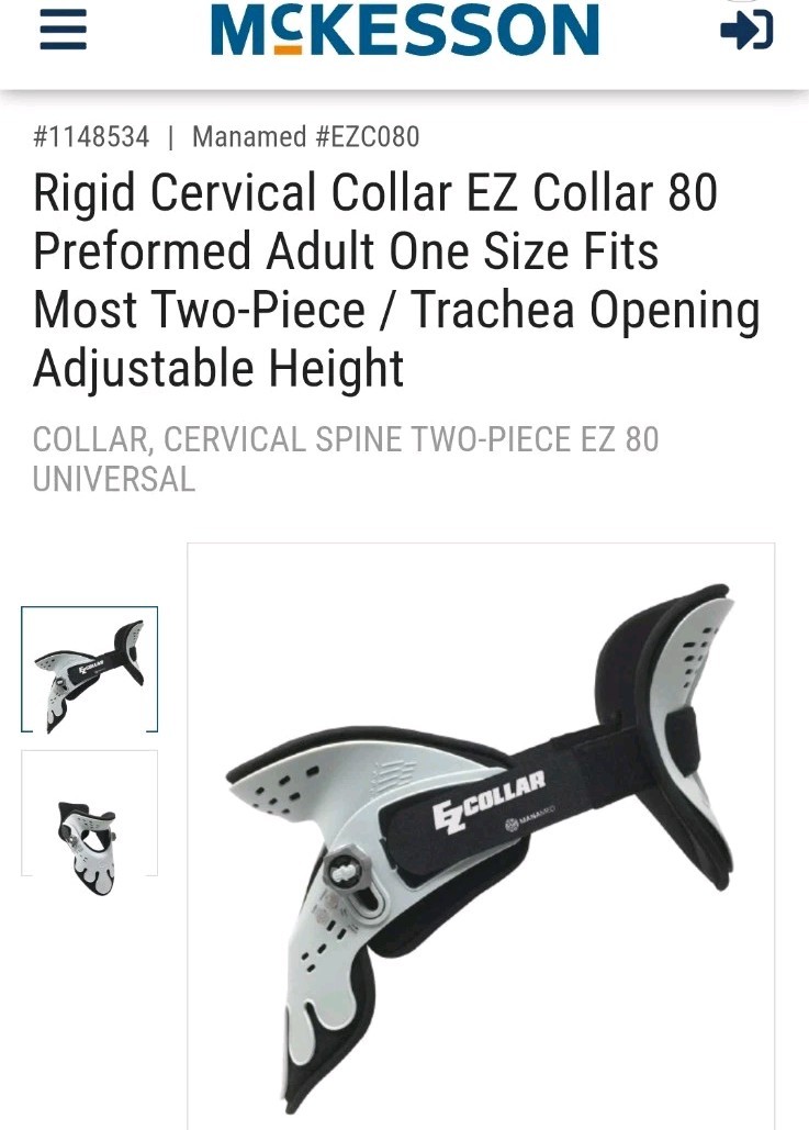 New McKesson EZ Collar 80 Universal Adjustable Rigid Cervical Collar Neck Brace