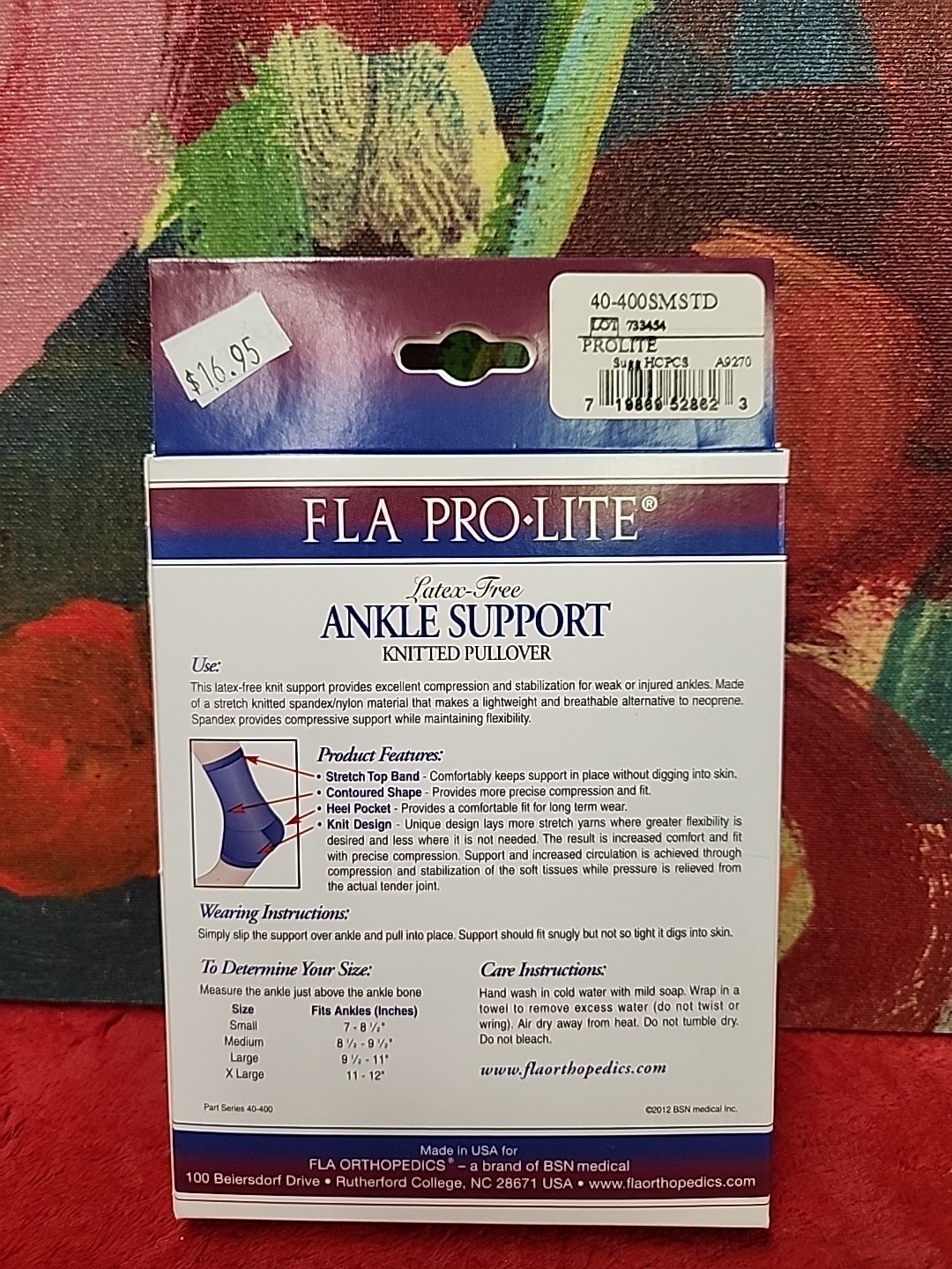 FLA Orthopedics Pro Lite Ankle Support Pullover Small Blue New In Package