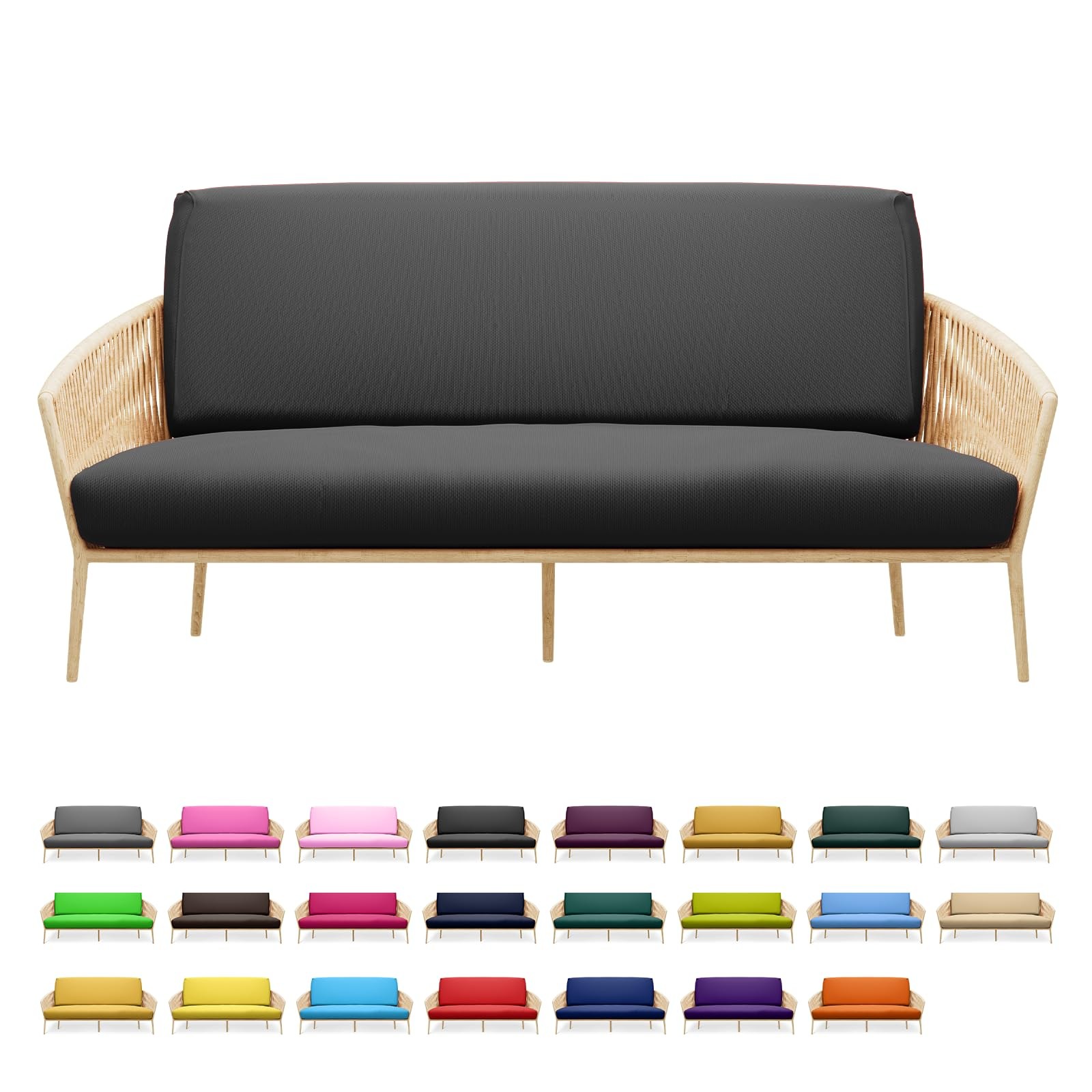 Magshion Futon Cover High Stretch Armless Sofa Bed Twin (39 x 75 in), Black