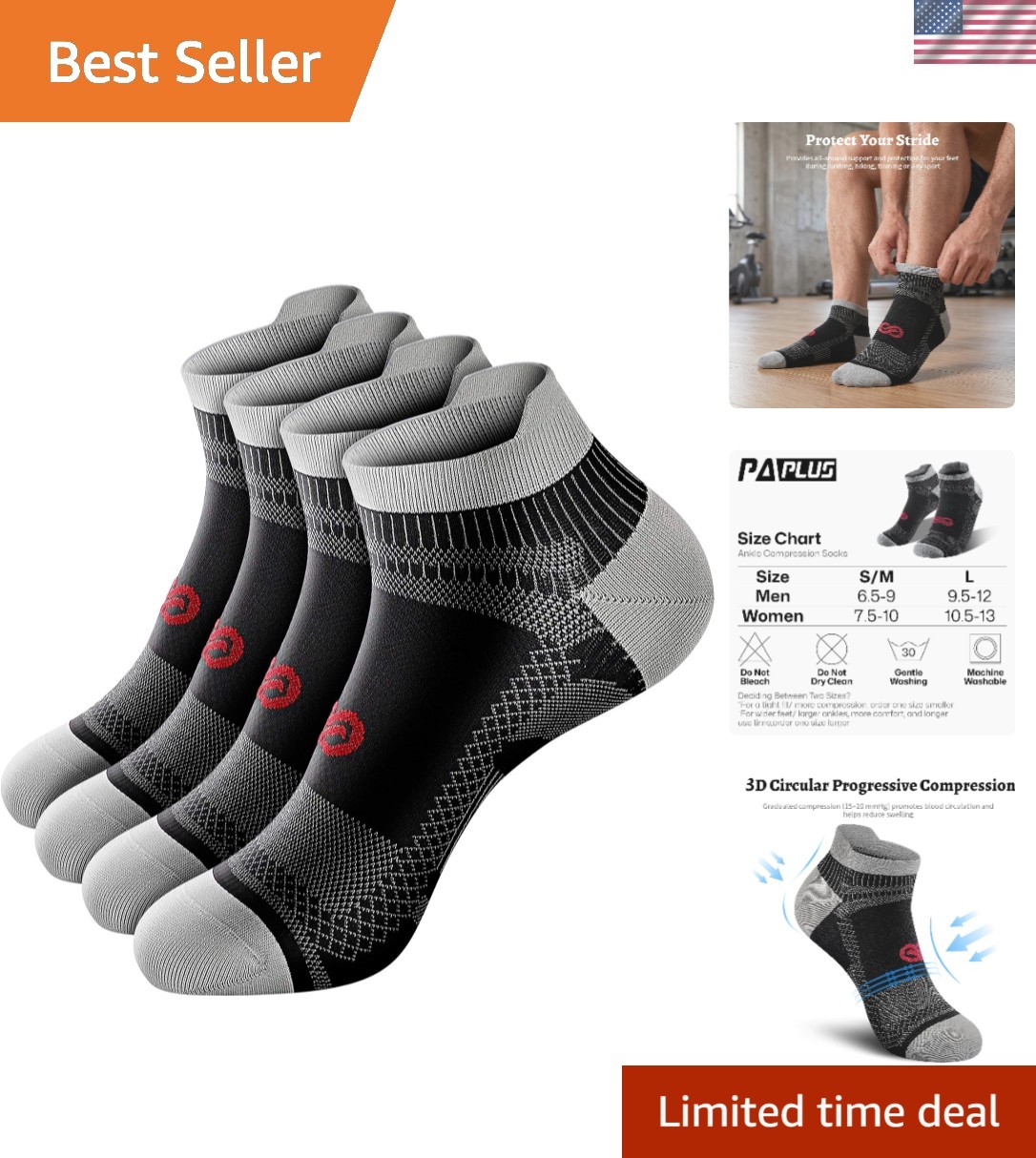 Compression Socks for Running & Cycling | Arch Support, Moisture-Wicking
