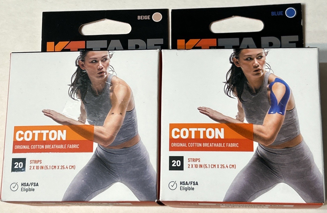 KT TAPE Cotton Elastic Kinesiology Therapeutic Tape 20 Pre Cut 10 Inch (2 Rolls)