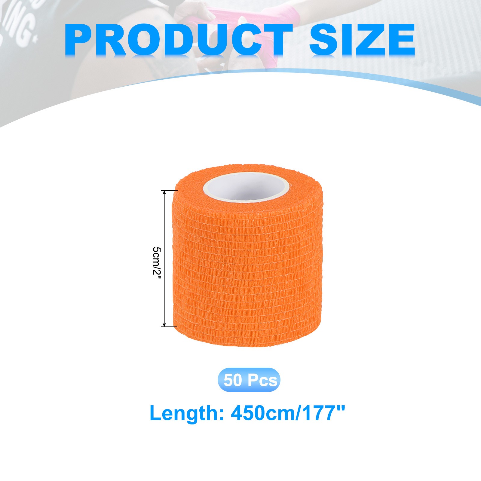 Self Adhesive Bandage Wrap 177″ x 2″, 50 Pcs Wrap Tape, Orange