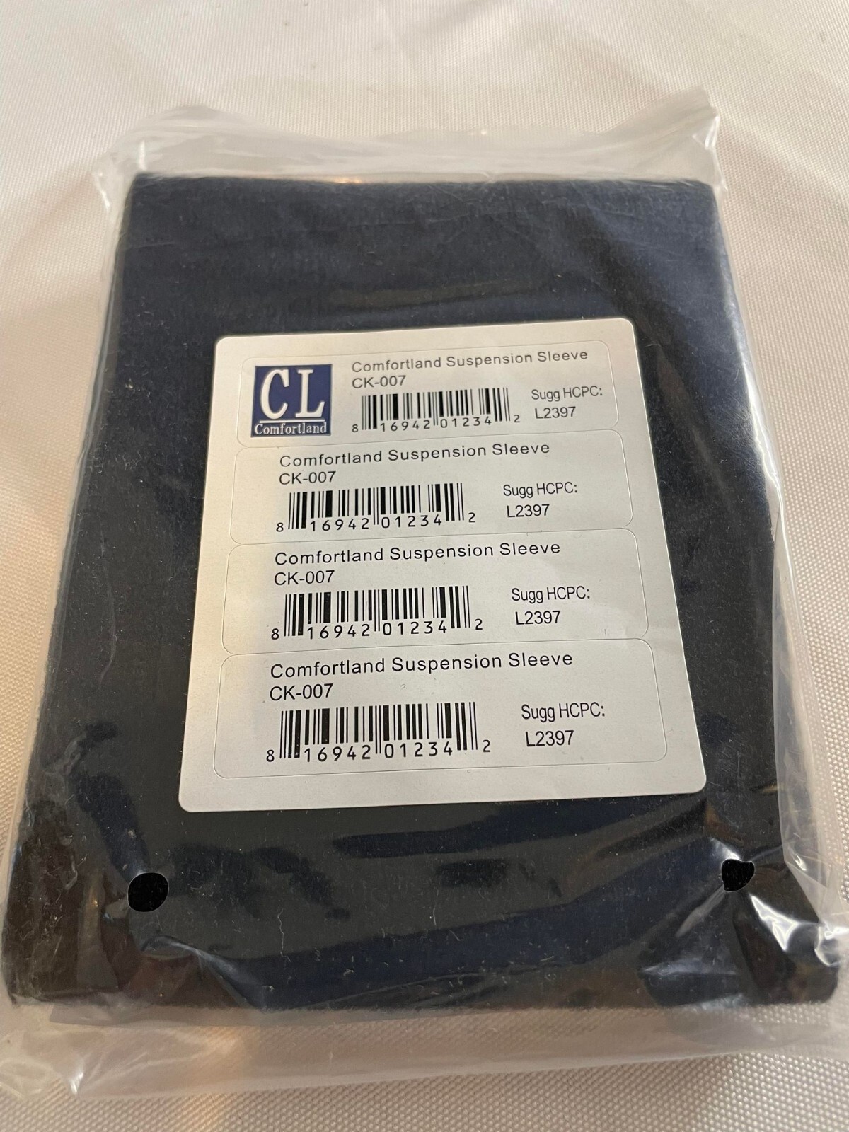 SET OF 2 Comfortland Suspension Sleeve Wrap for Knee Size Universal CK-007 BLACK