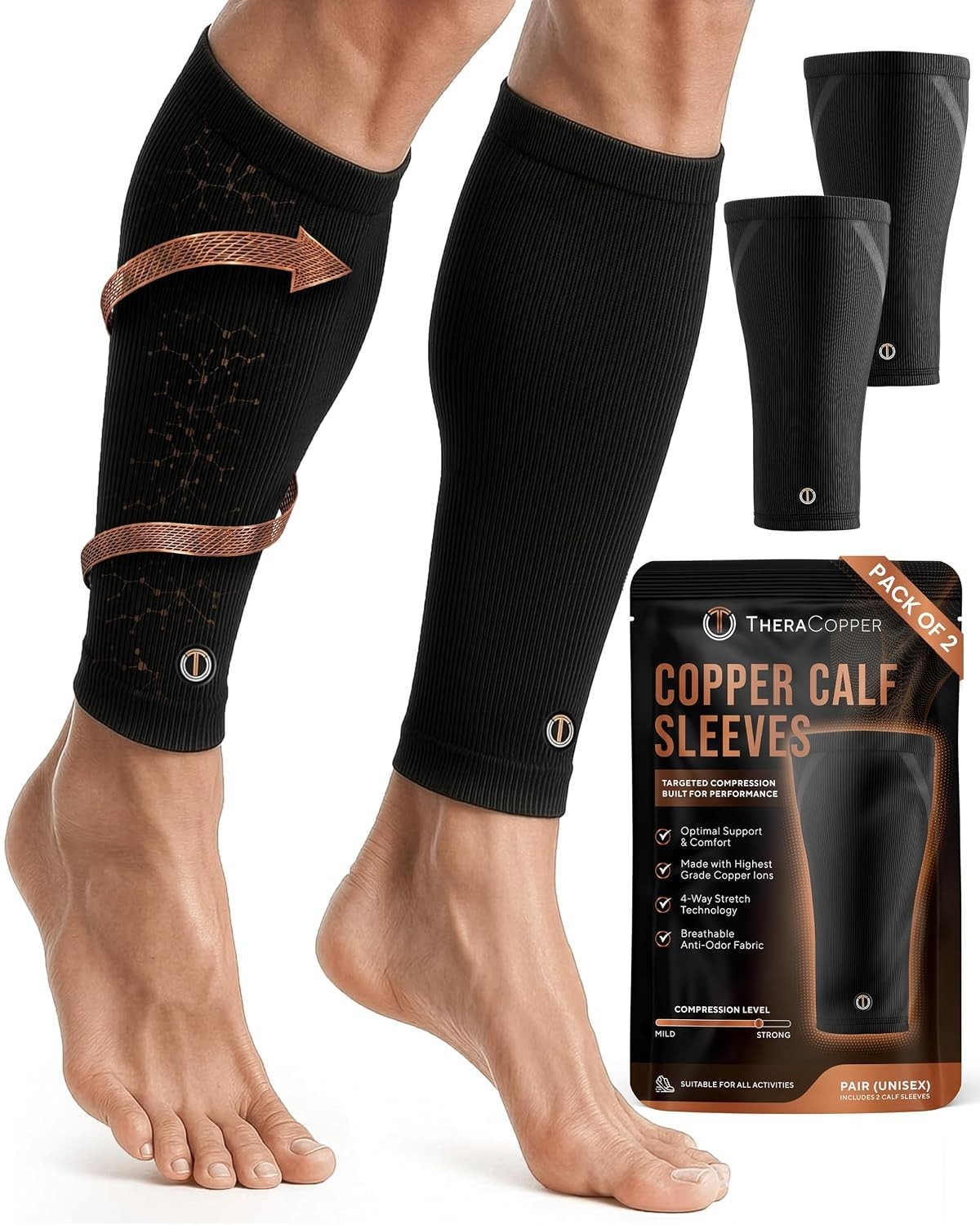 Calf Compression Sleeve — Premium Copper Compression Shin Sleeve for Men & Women