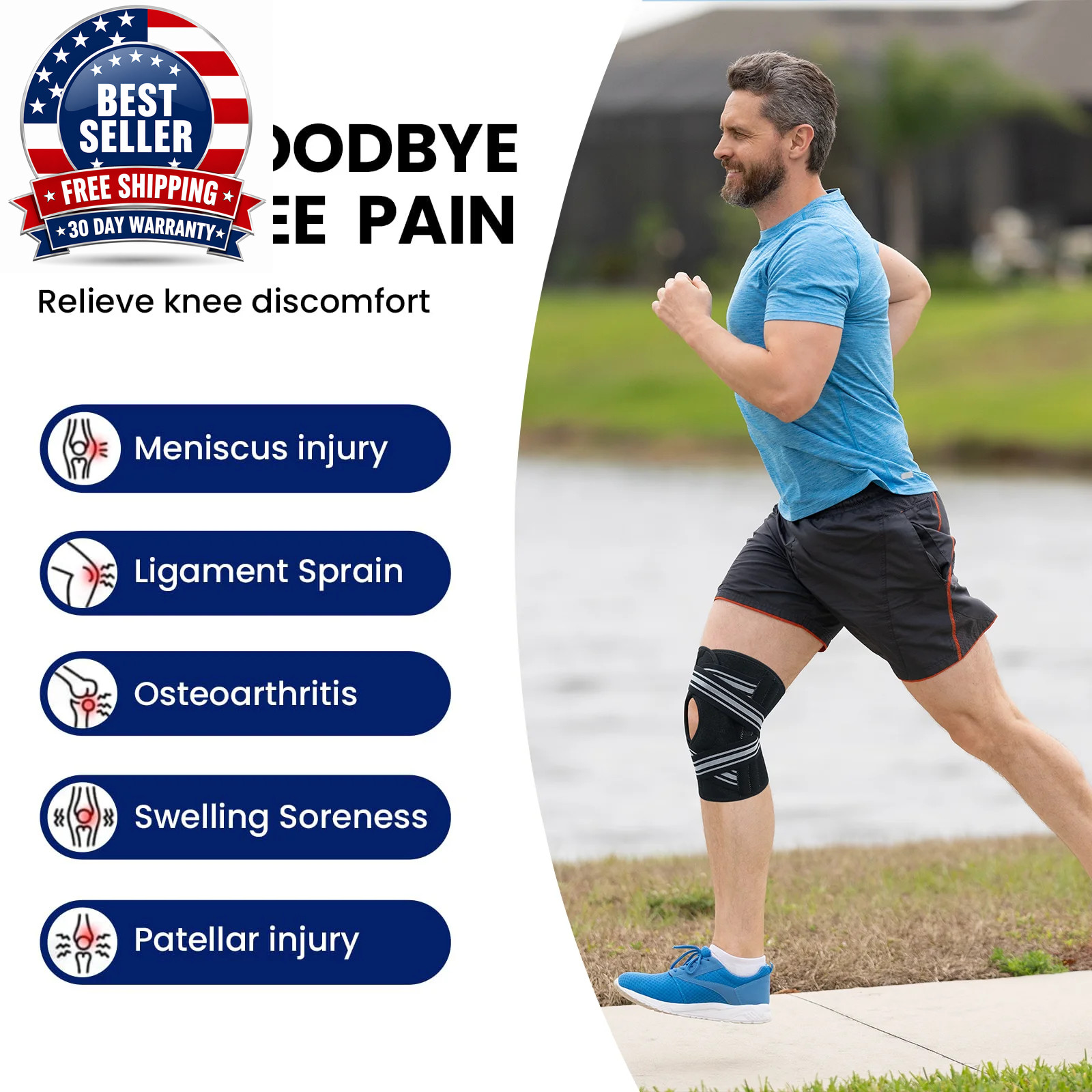 Knee Brace Support with Side Spring Stabilizers for Women and Men Meniscus Tear,