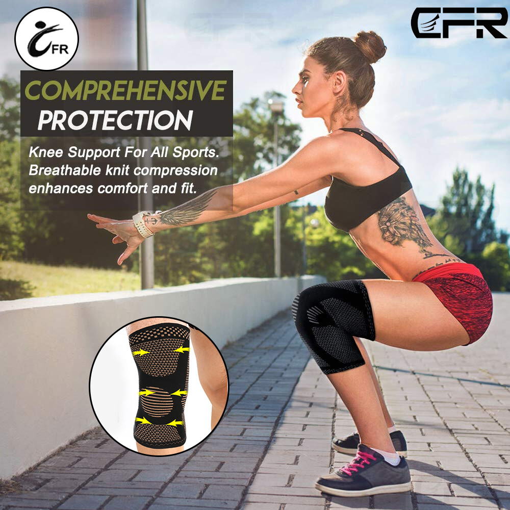 Copper infused Pro Series Performance Compression Knee Sleeve Brace S M L
