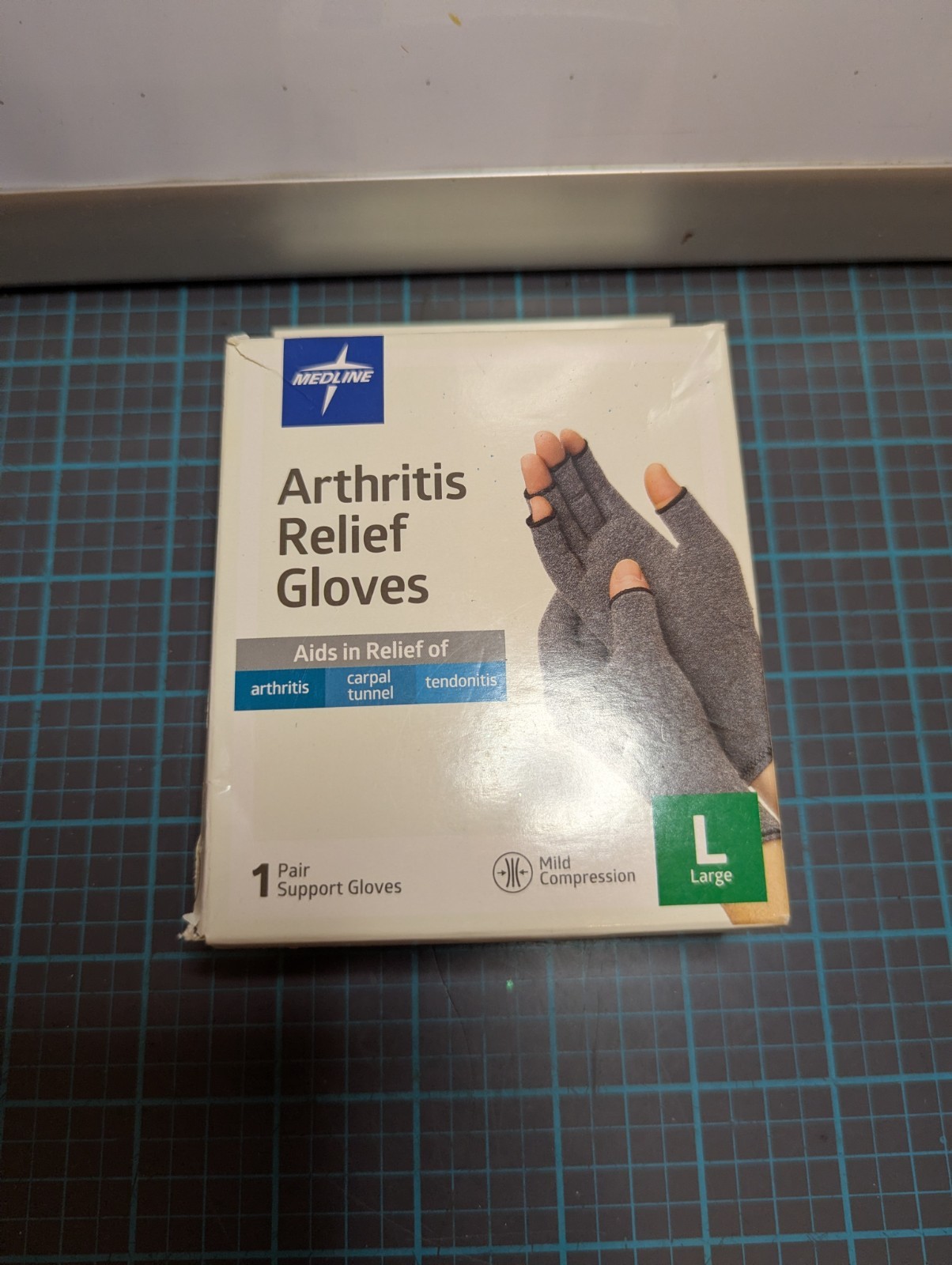 Medline Arthritis Relief Gloves New Size L 1 Pair Gray
