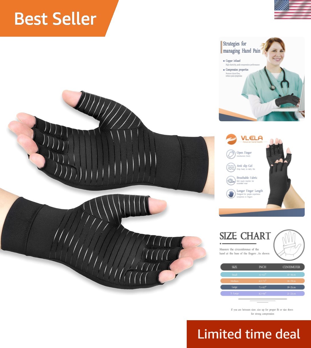 Arthritis Gloves|Copper Infused Compression Gloves|Fingerless | Relieve Hand …