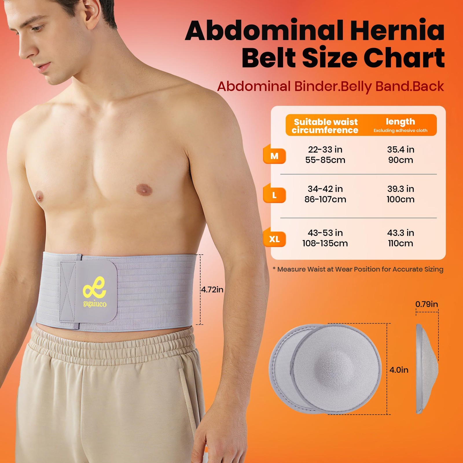 gagaiuco Umbilical Hernia Belt for Men & Women, Abdominal Binder Adjustable T…
