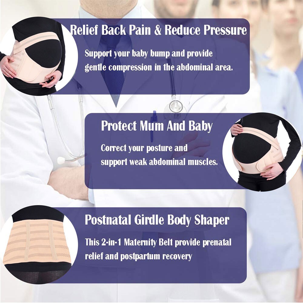 Maternity Abdomen Waist Back Support Belt Pregnancy Postpartum Belly Brace (XXL)