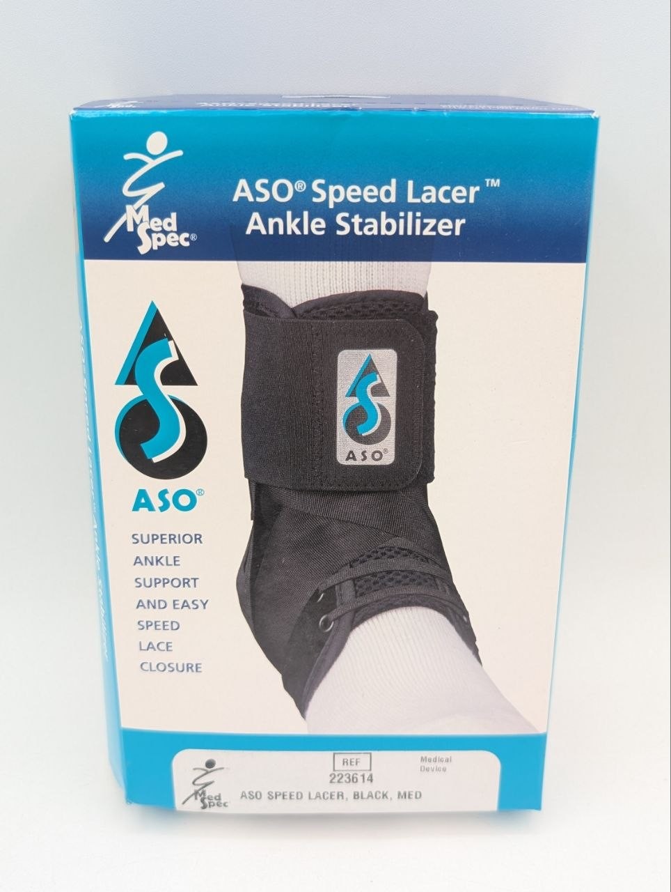 Med Spec ASO Speed Lacer Ankle Stabilizer – Medium, Black