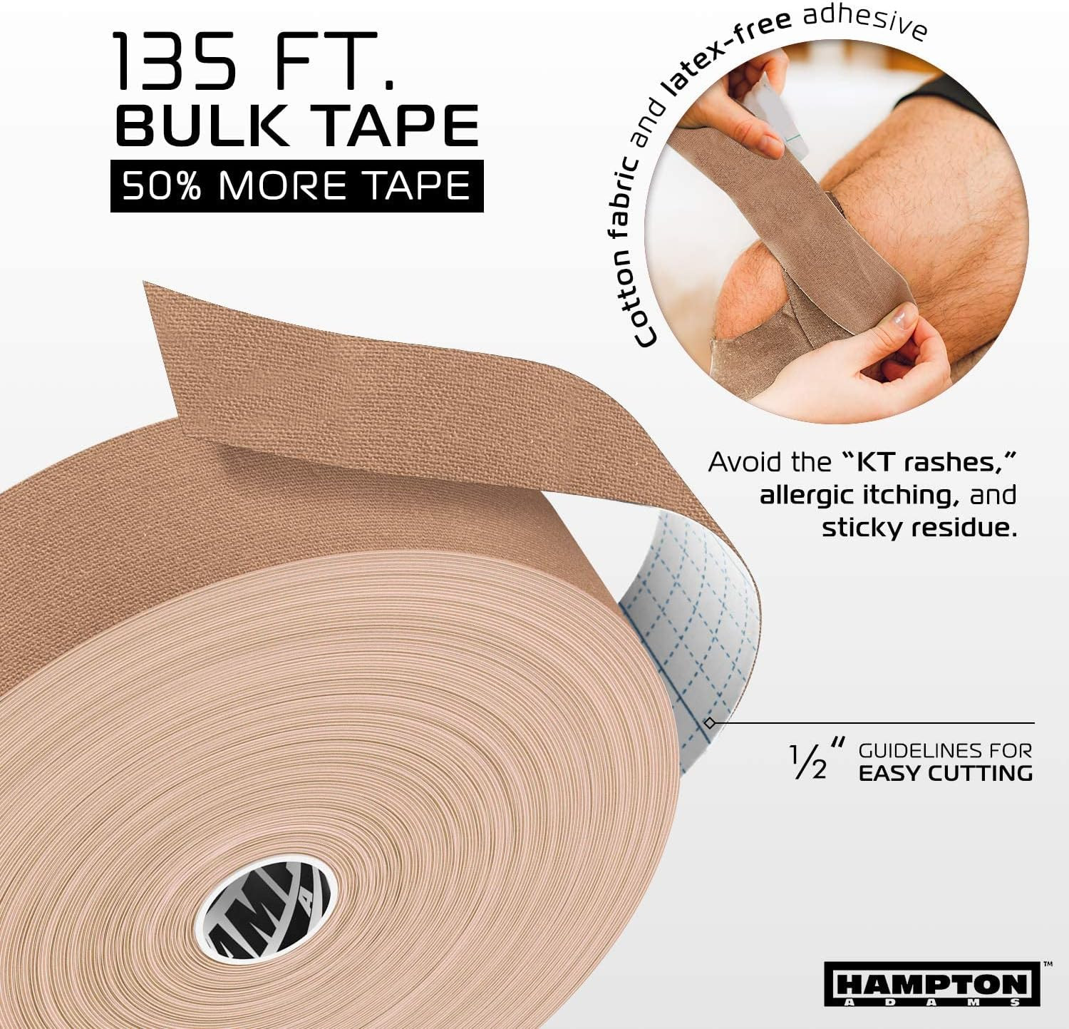 | as Seen on Shark Tank | Elastic Kinesiology Tape (Bulk Roll) | 135Ft Uncut | S