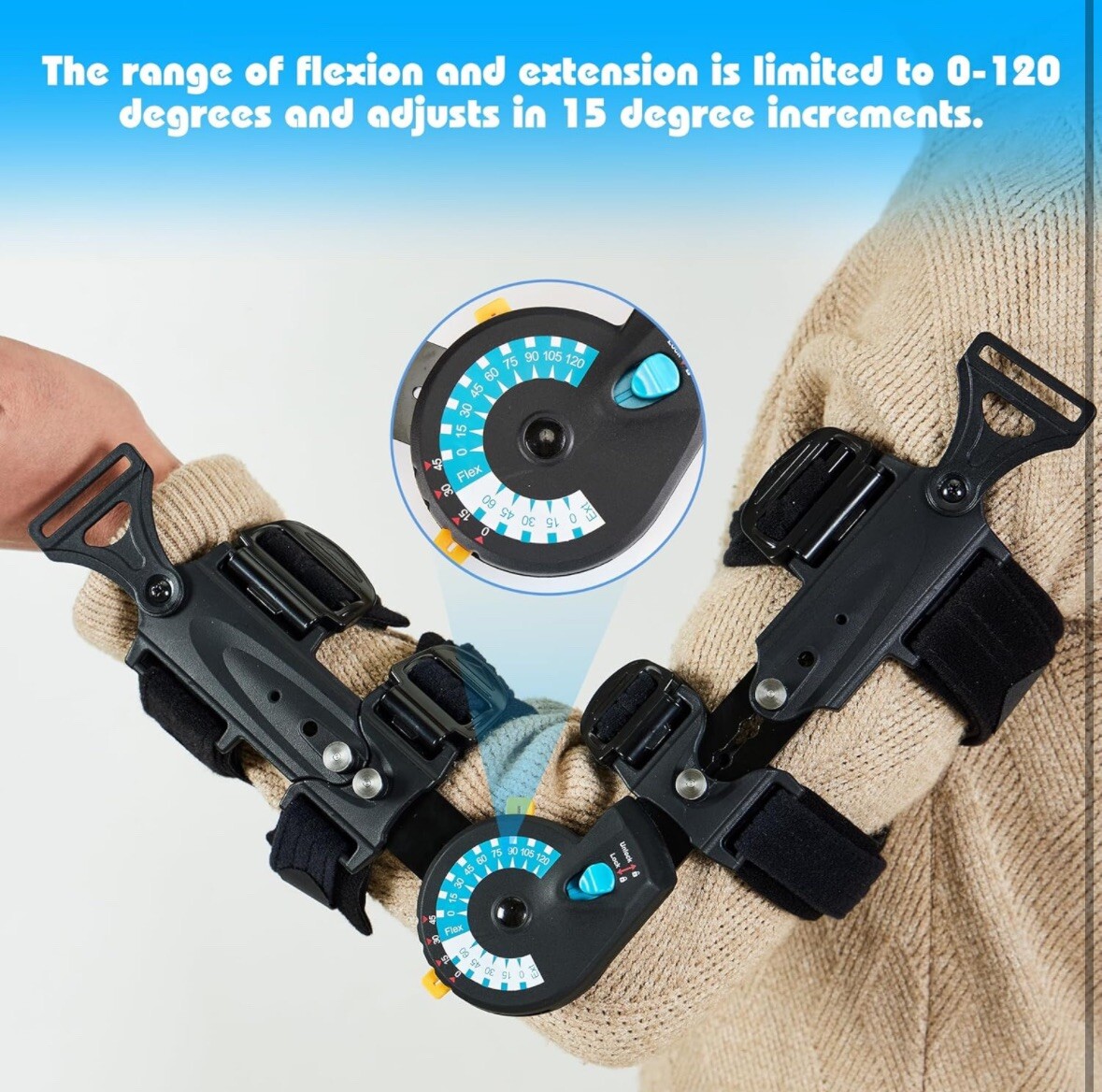 Hinged ROM Elbow Brace Adjustable Post OP Splint Supporting Recovery Right