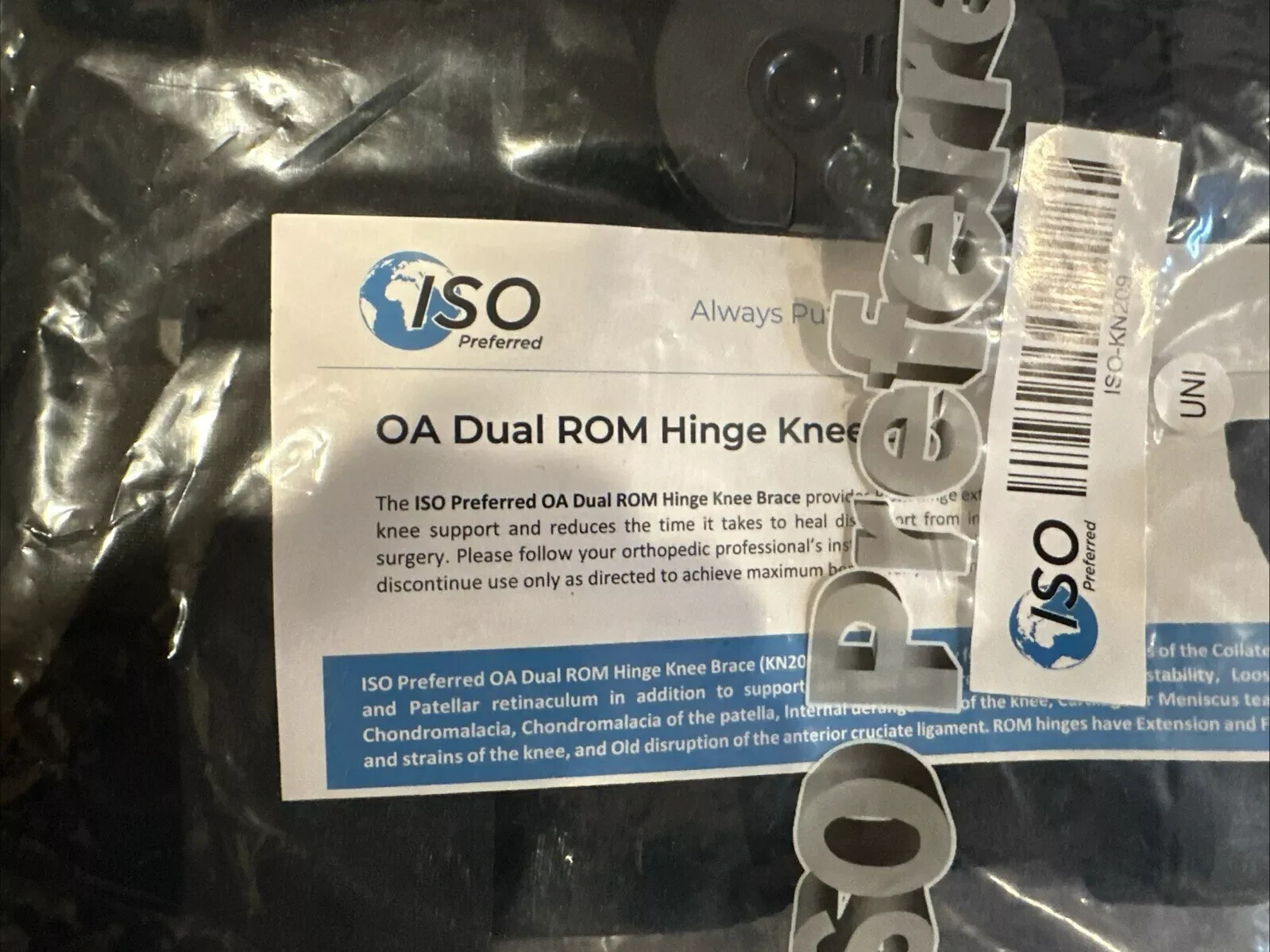 Iso Preferred OA Dual ROM Hinge Knee Brace! UNI ISO-KN209 ~ Brand New! ~ LQQK