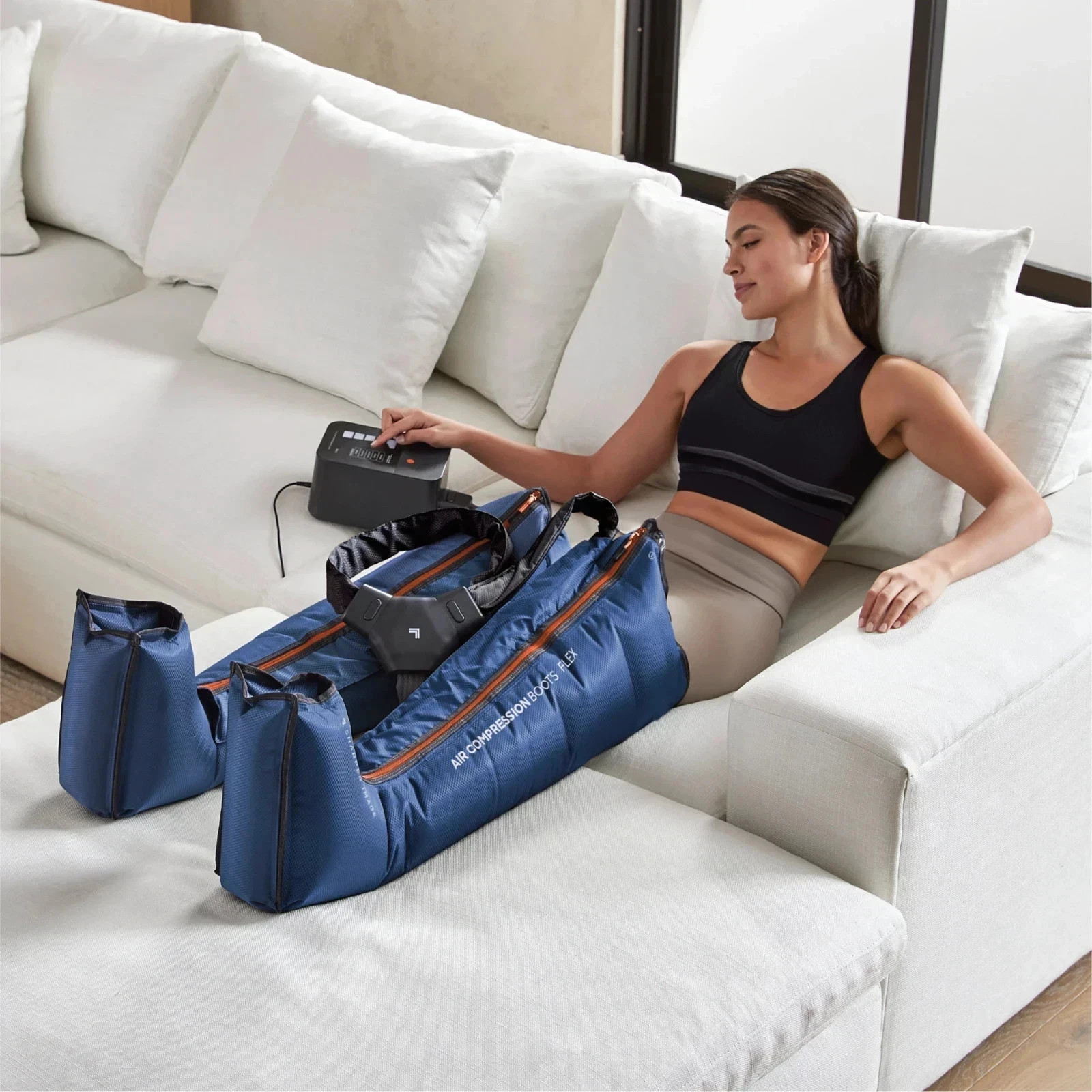 Sharper Image Air Compression Boots Flex Leg Recovery System Small/Medium (Blue)