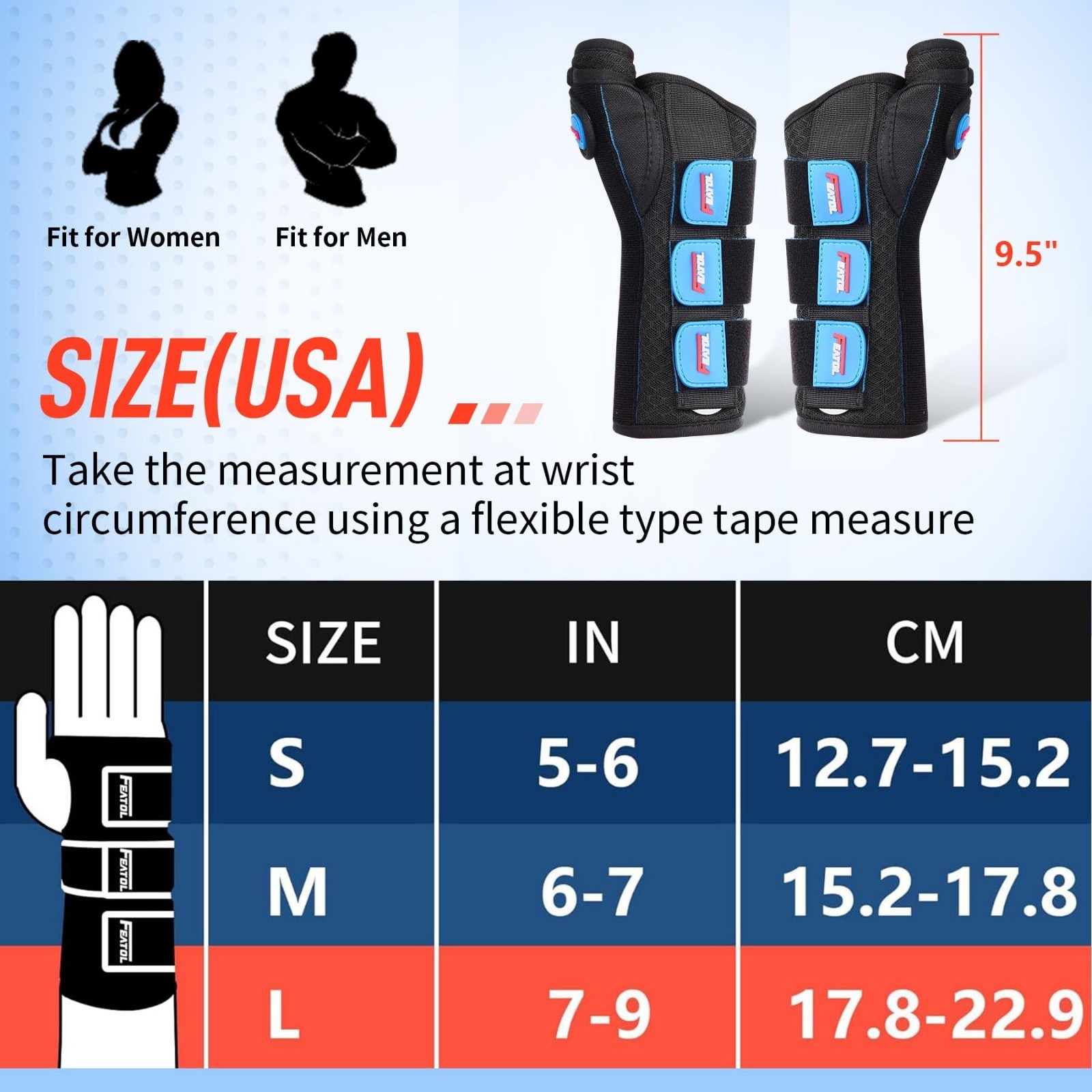 2 Pack Adjustable Wrist Brace with Thumb Support for Left & Right Hand, M/L