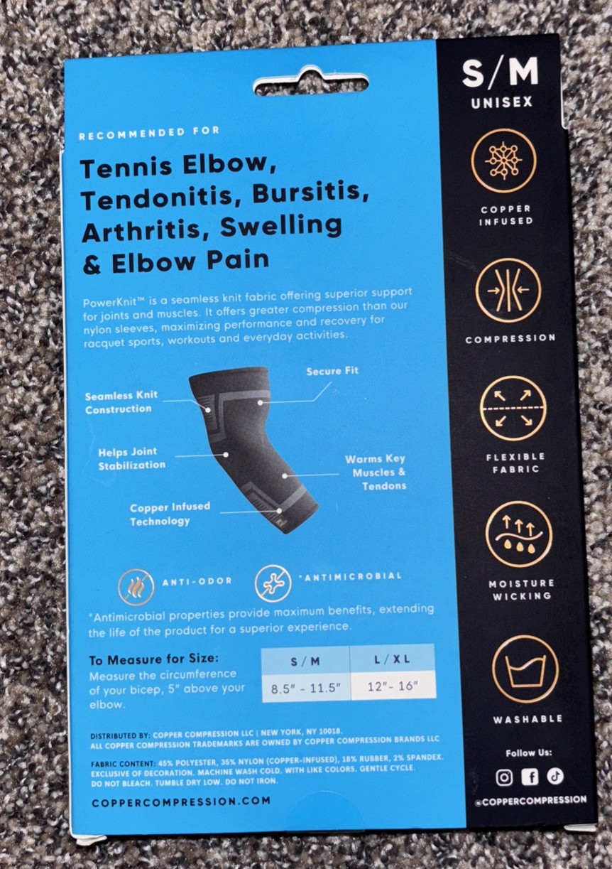 Copper Compression PRO+ Powerknit Performance Elbow Sleeve S/M
