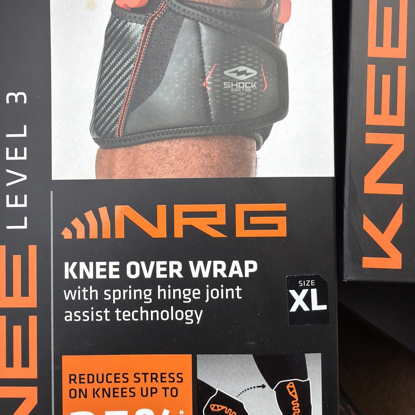 Shock Doctor Level 3,Knee over wrap Brace with Hinges joint size X-Large 17-19