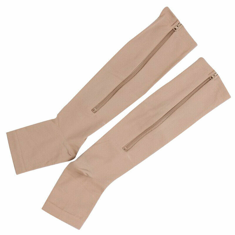 S/M-L/XL Zip Up Compression Socks Open Toe Leg Foot Support 20-30mmHg Men&Women