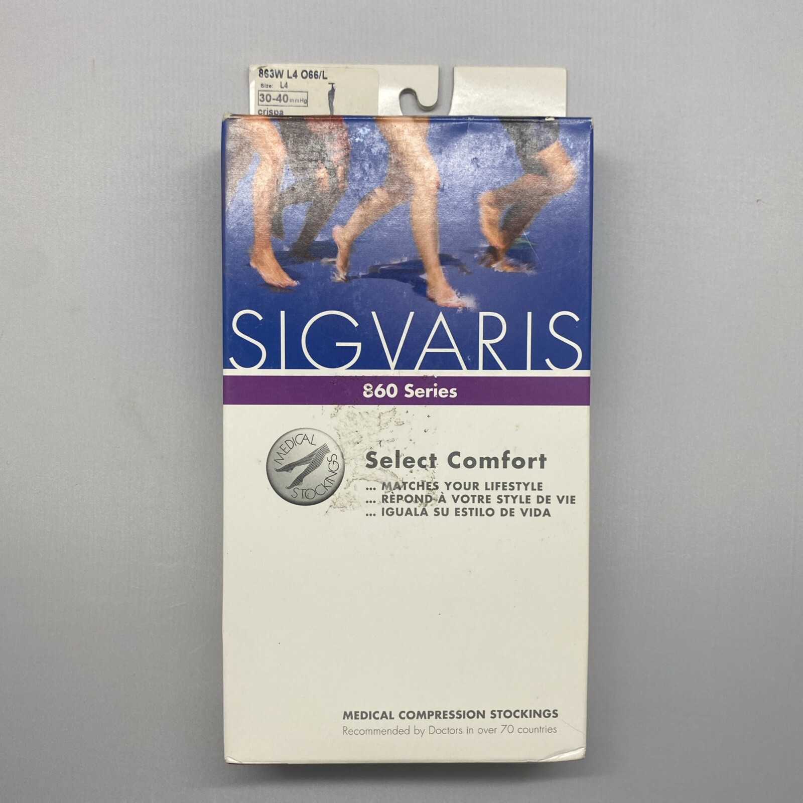 SIGVARIS SELECT COMFORT 30-40 THIGH HIGH W/WAIST ATTACHMENT OPEN TOE L4 CRISPA