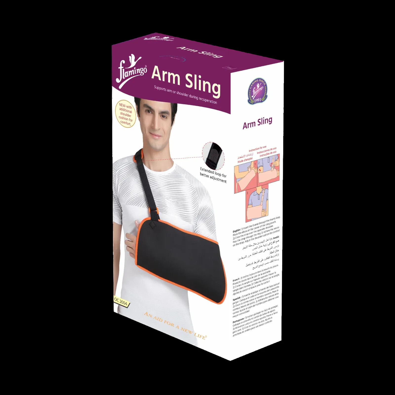 Flamingo Arm Sling, Shoulder Support Strap, Immobilizer Arm Brace for Men Women