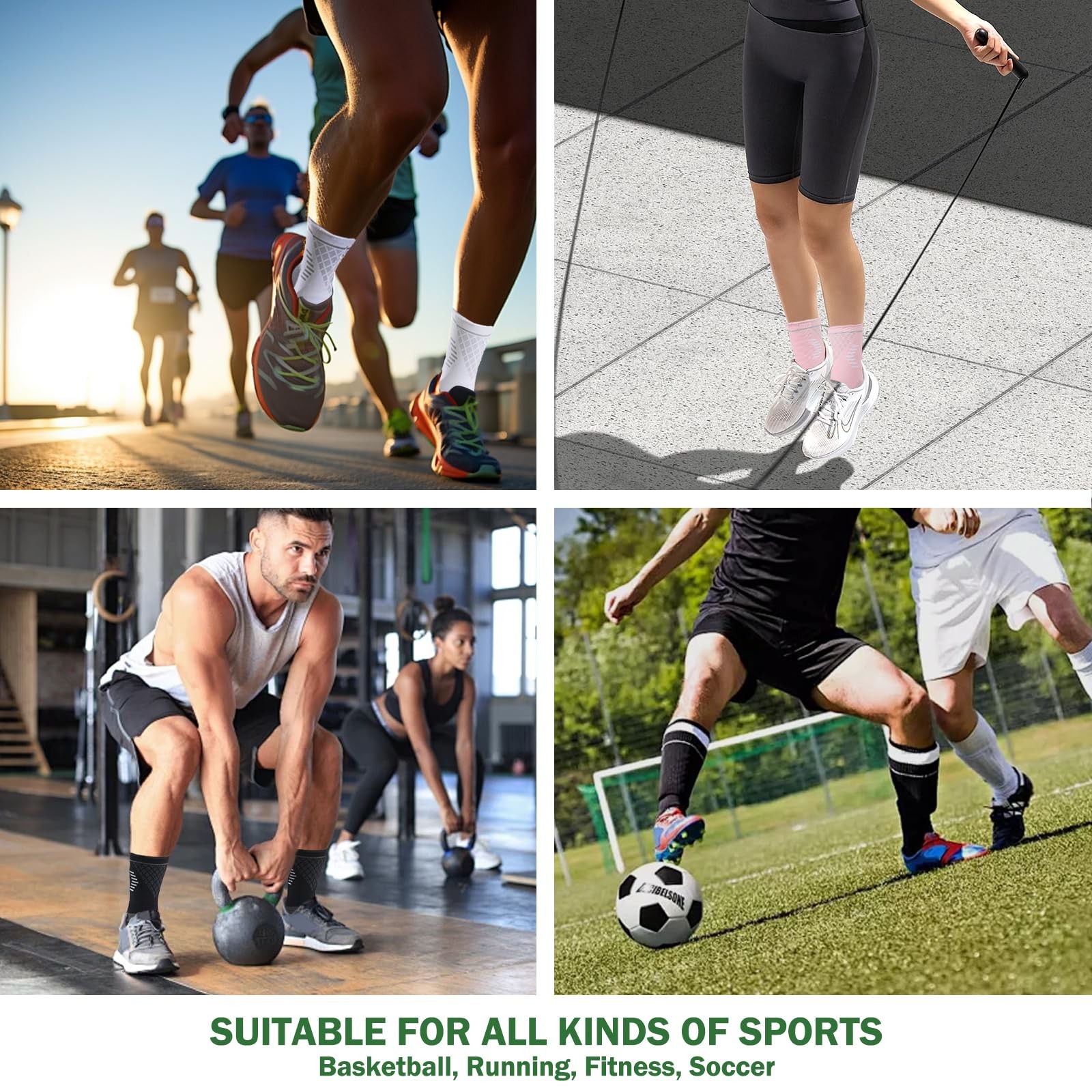 2 Pack Ankle Brace Compression Sleeve Foot Socks for Injury Recovery Joint Pain