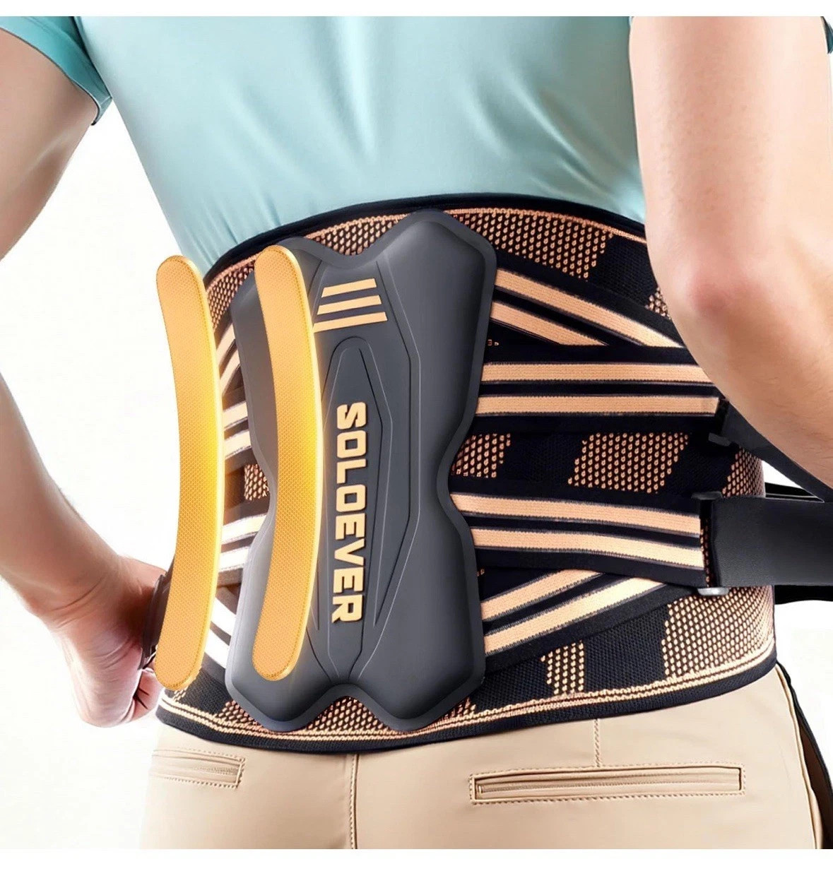 Soloever Copper Infused Back Brace for Men Lower Back Pain Relief Medium NIB