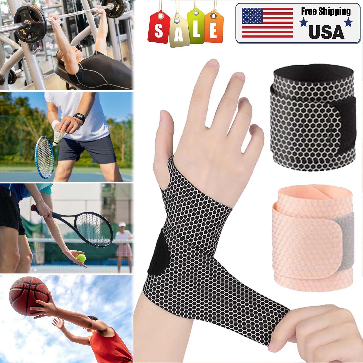 1/2pcs Ultra-Thin Wrist Brace Support for Carpal Tunnel, Pain Relief, Arthritis