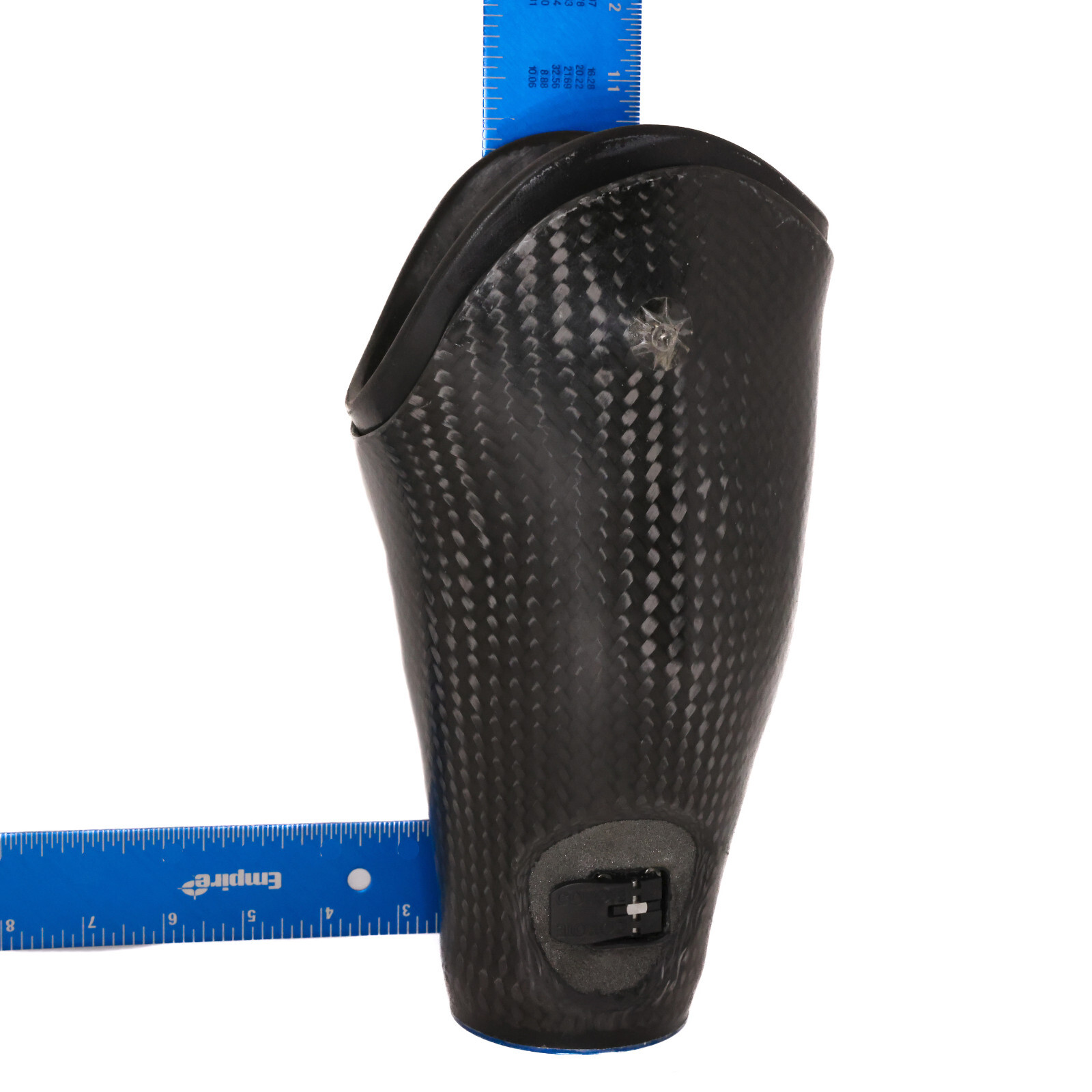 PROSTHETIC BLACK CARBON FIBER LEG SOCKET w DISTAL BASE & MOUNTING HARDWARE 10.5″