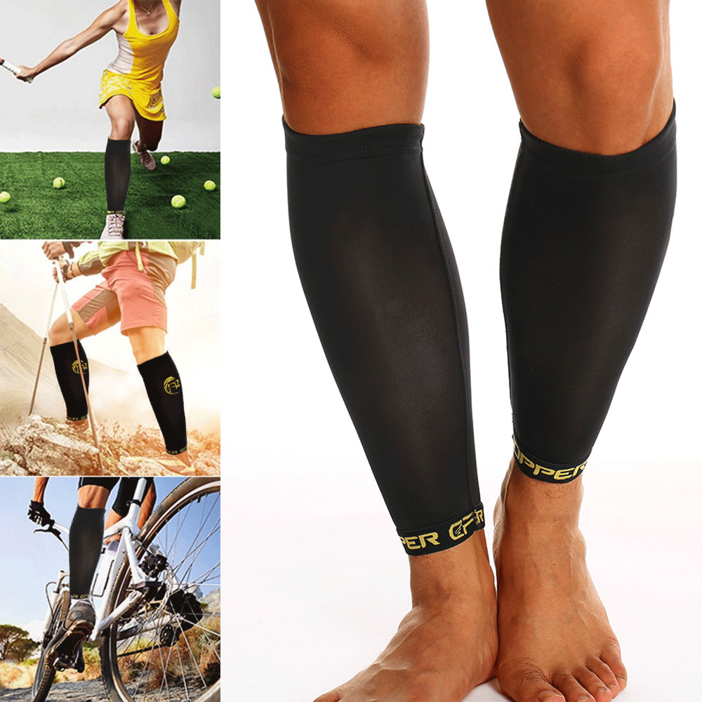 Copper Compression Calf Leg Support Brace Socks Sport Shin Splint Varicose Vein