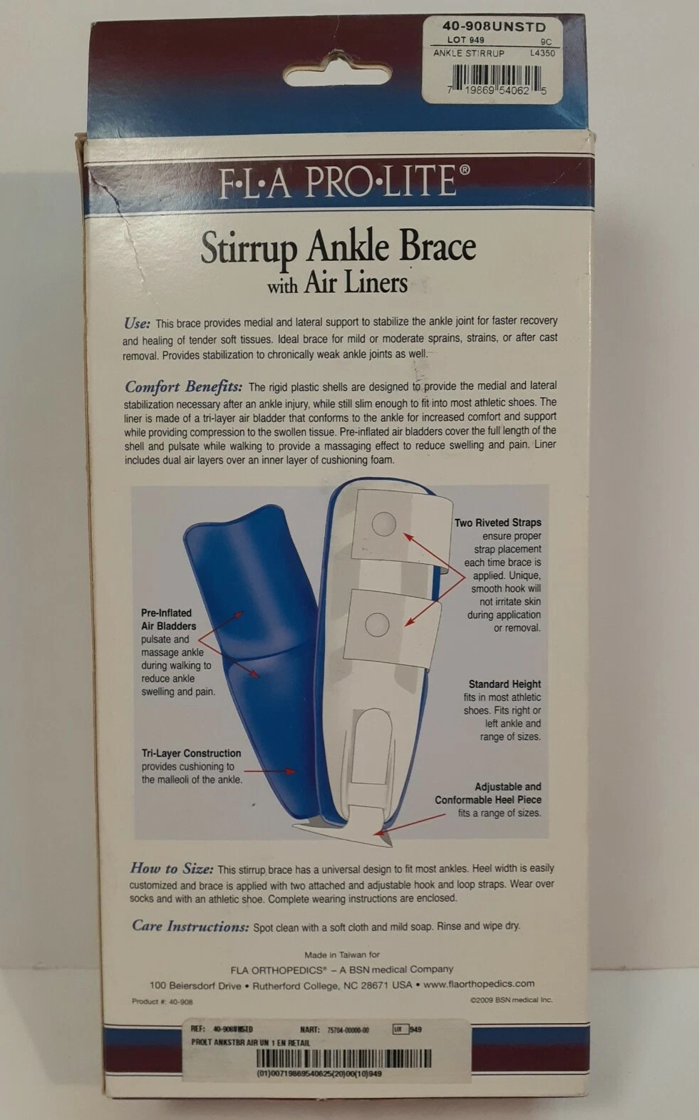 FLA ProLite Stirrup Ankle Brace w/ Air Liners – 40-908UNSTD