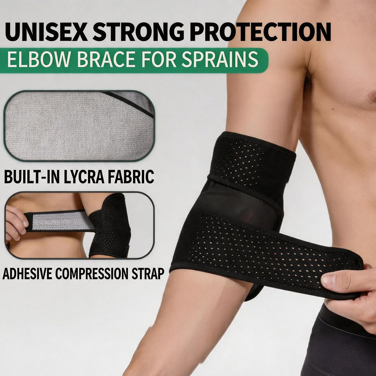 A Adjustable Unisex Elbow Support, Black