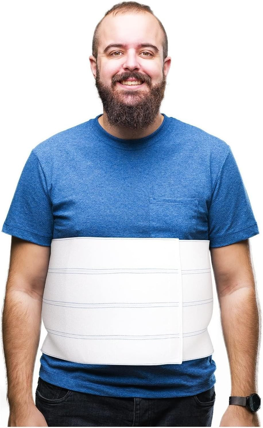 Bariatric Abdominal Binder,12-Inch Wide Elastic Belly Wrap for Plus-Size Men and
