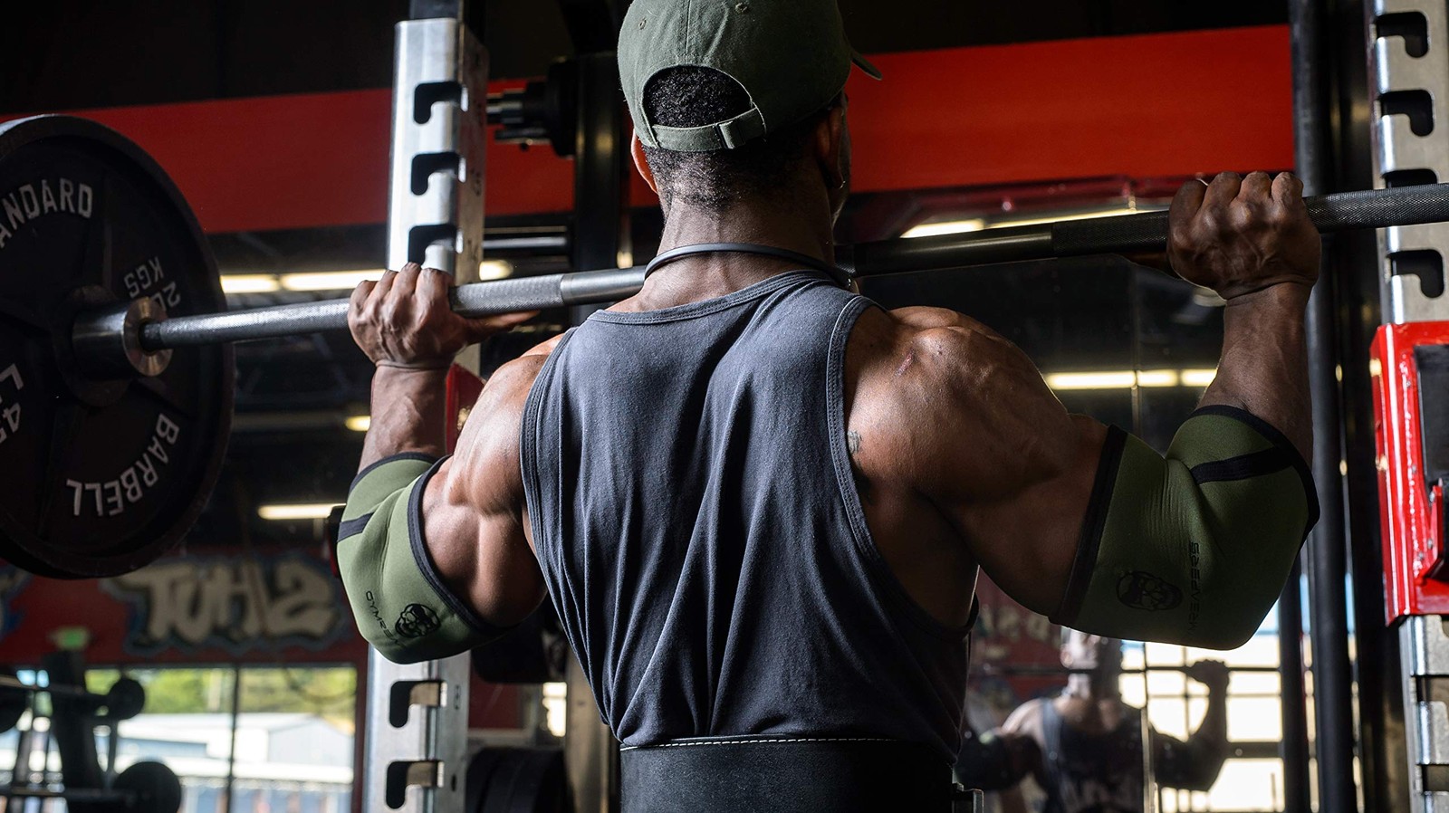 Gymreapers Elbow Sleeves for Weightlifting Medium, Military Green/Black