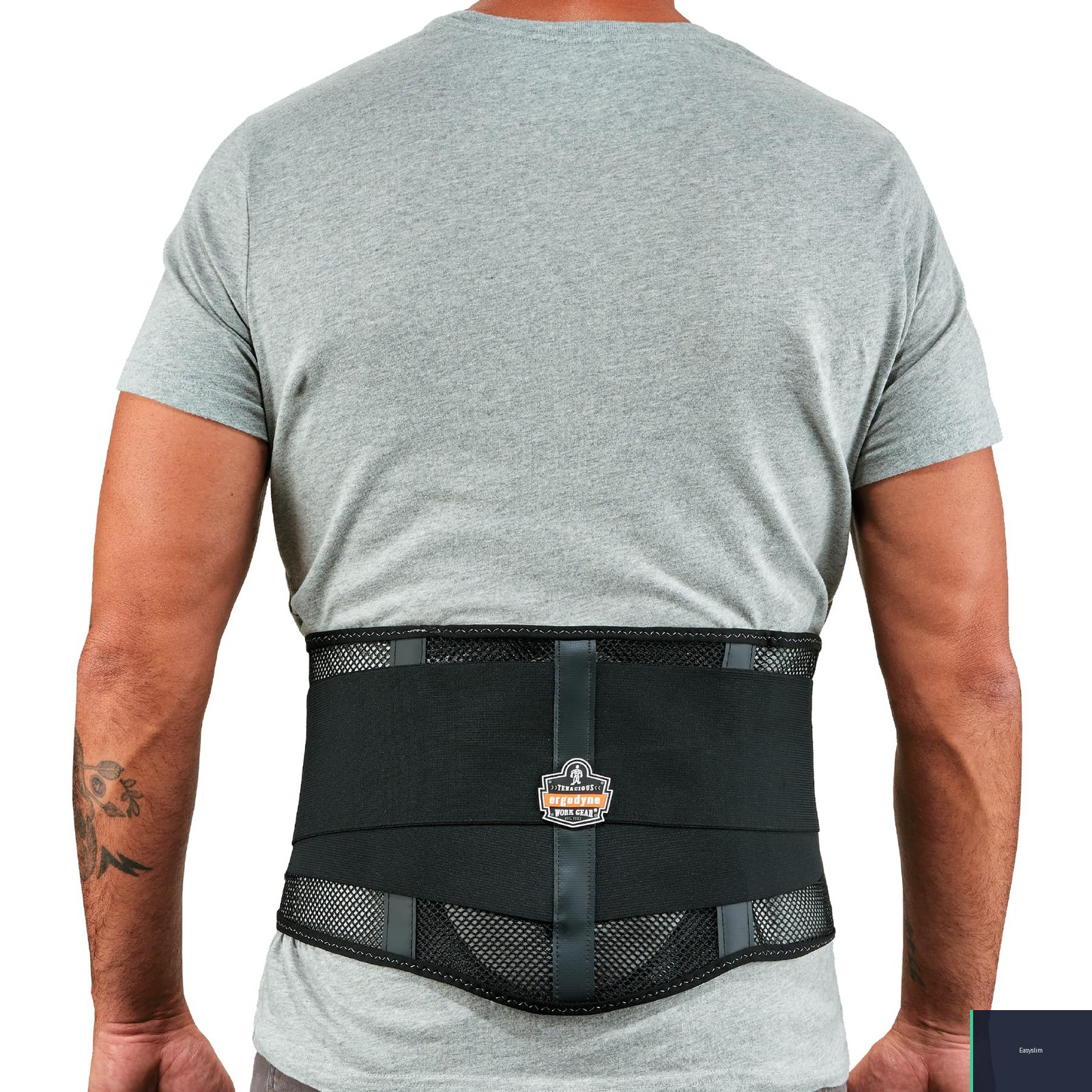 Back Support Brace Mesh X-Large Black Contoured Lumbar Pad Breathable