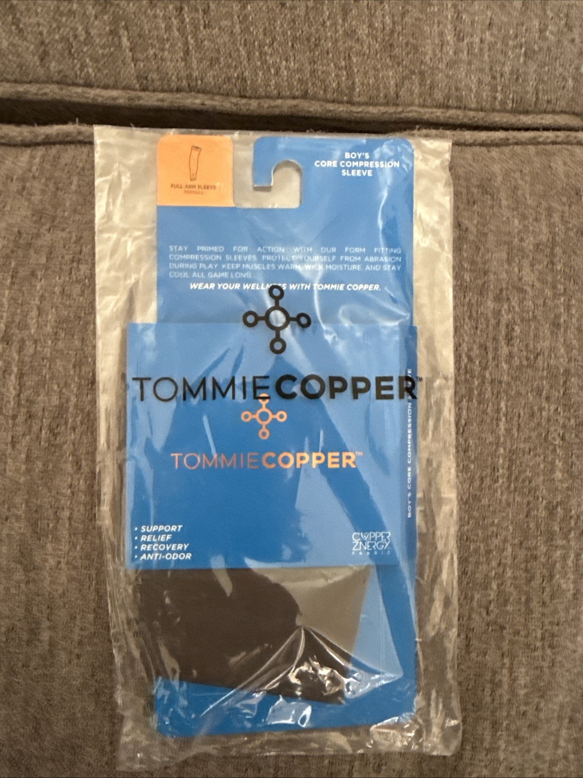 TOMMIE COPPER CORE COMPRESSION Fulll Arm SLEEVE Youth Boy X Small Black NEW!!