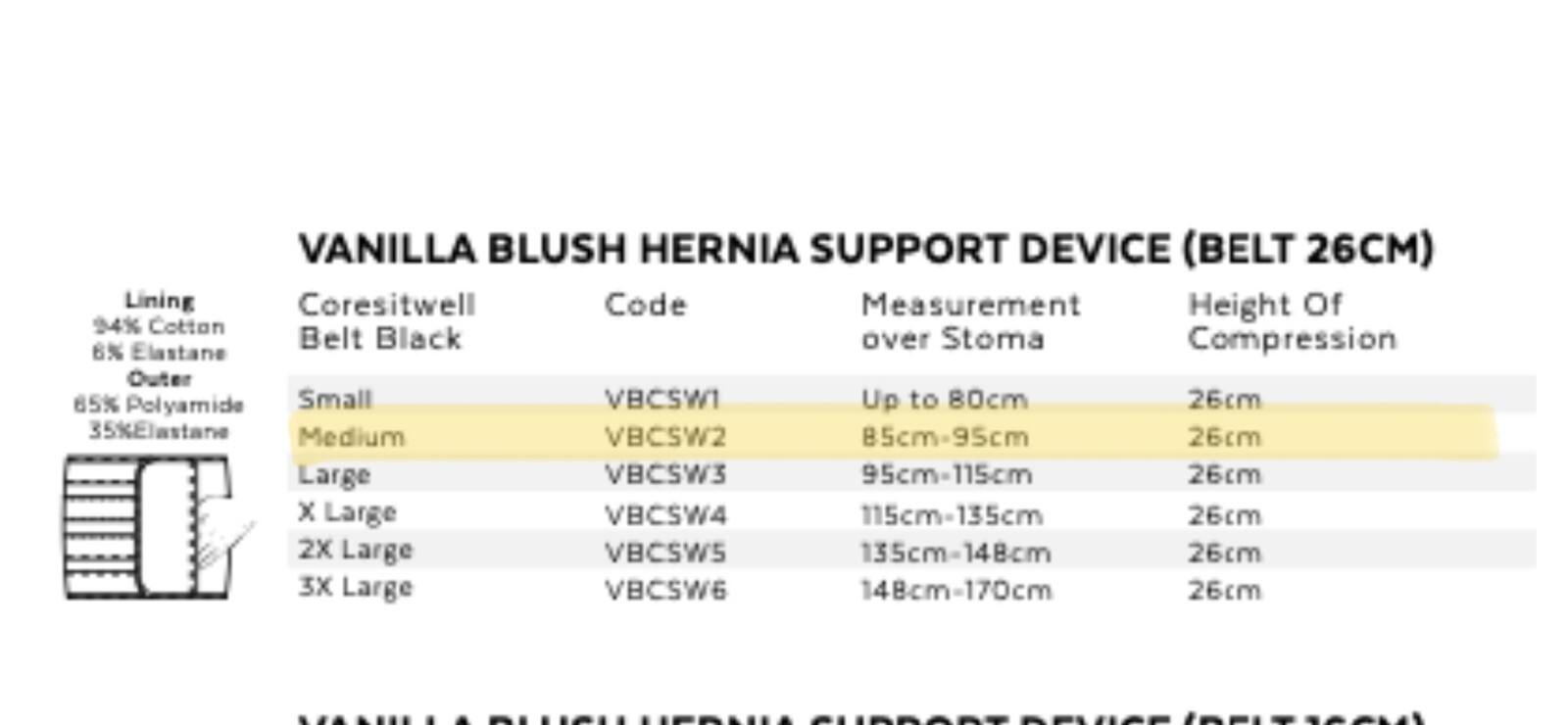 Vanilla Blush Hernia Support Belt