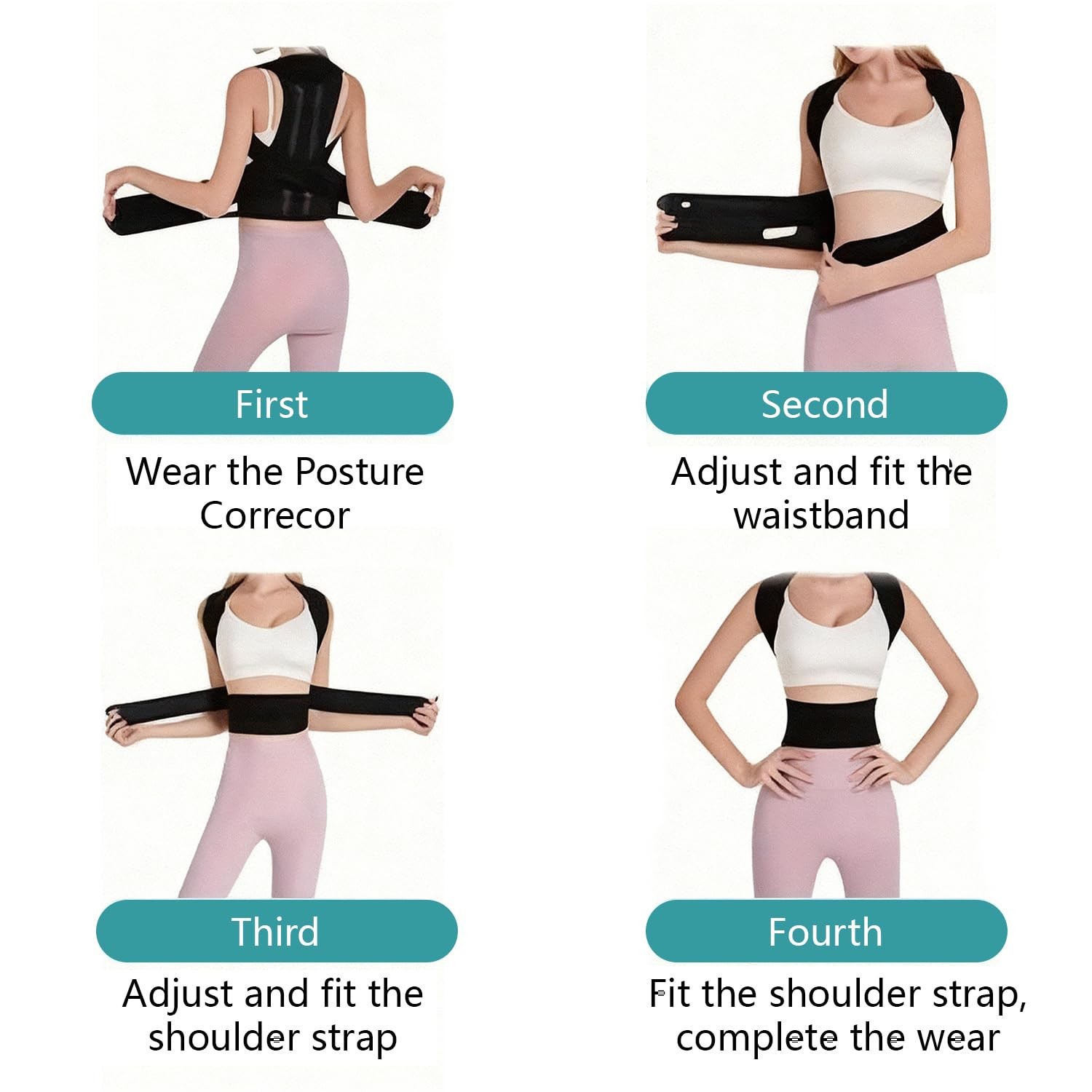 Realtop Upgraded Back Brace,Posture Corrector,Lumbar Support with M, Black