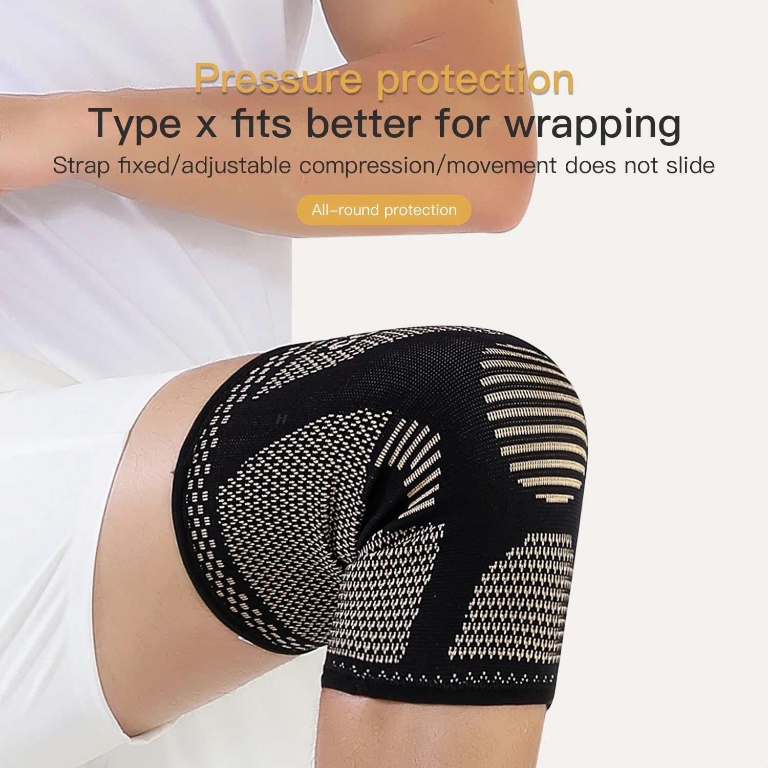 2Pc Copper Knee Sleeves Compression Brace Elastic Support Sport Pain Gym Fitness