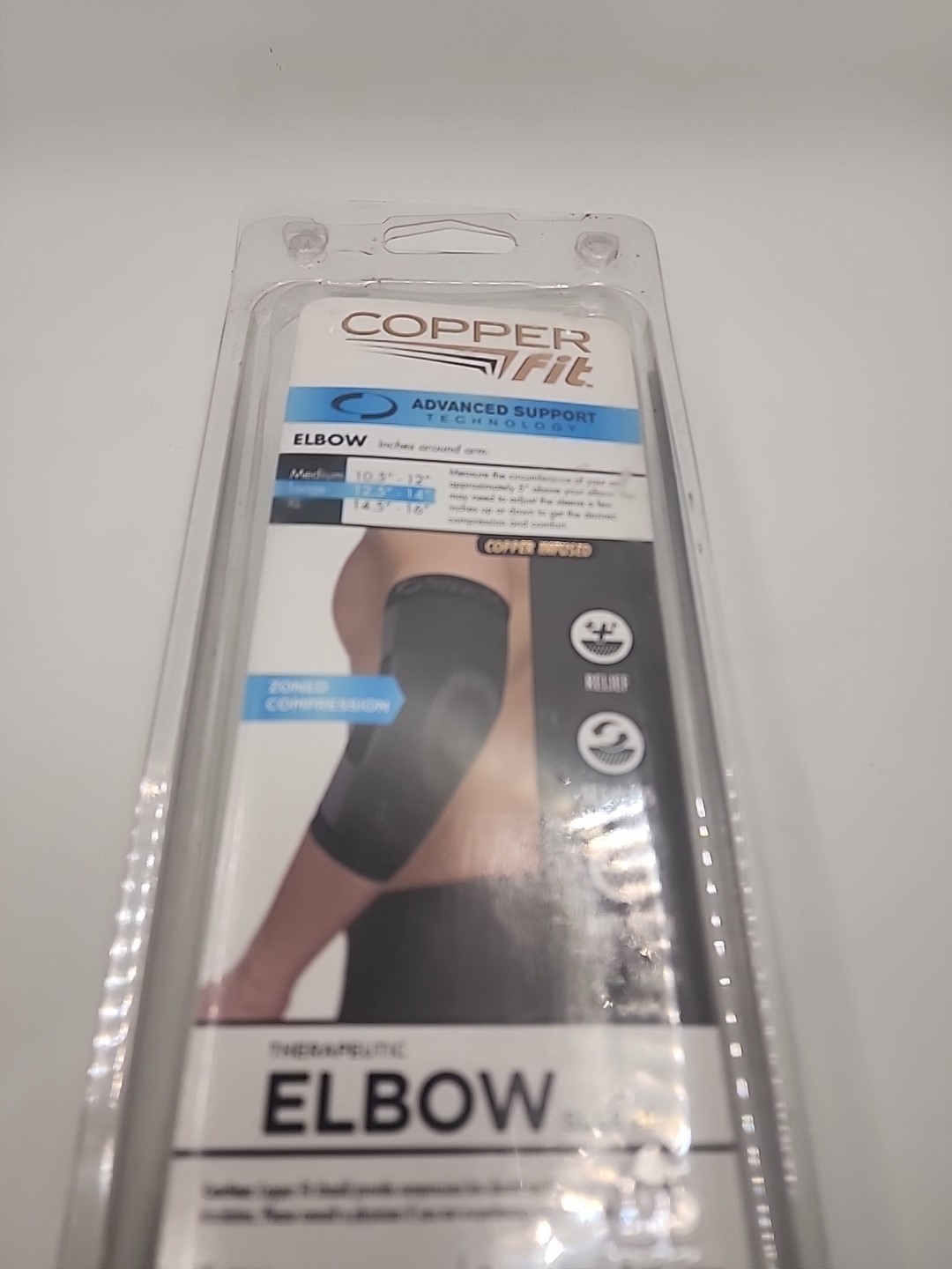 COPPER FIT Tennis Elbow Support Brace Compression Sleeve LG 12.5-14″ Pain Relief