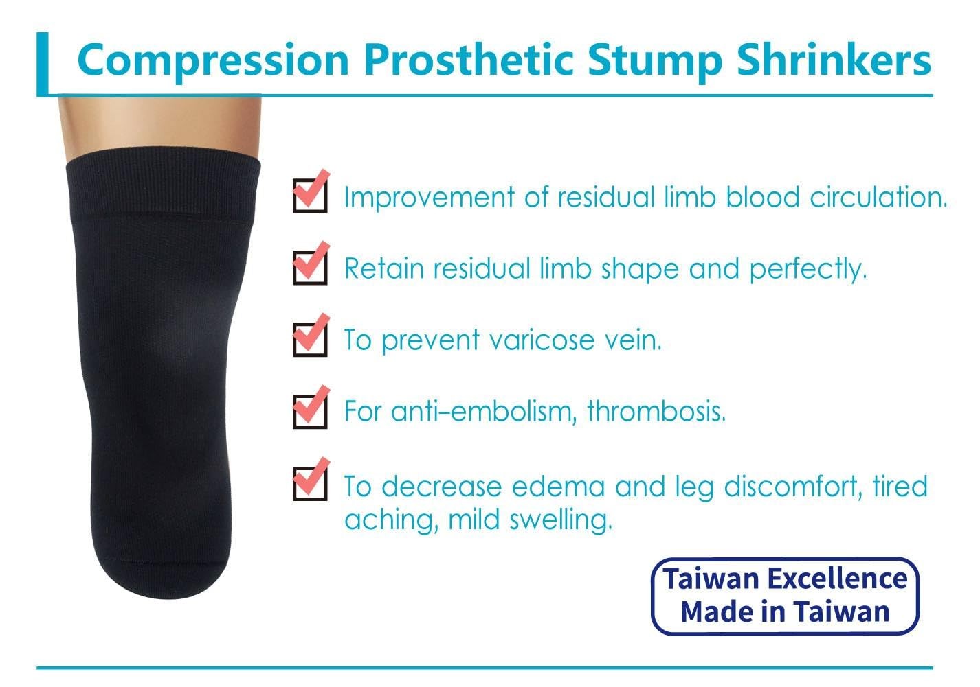 Jianimed Prosthetic Stump Shrinkersbelow Knee 45Cm Compression Amputee Socks