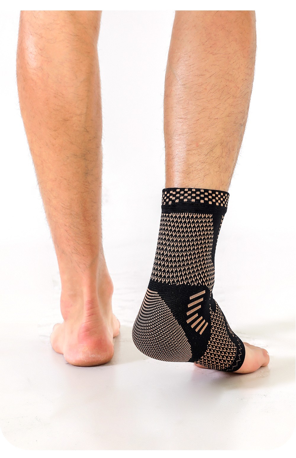 2Pcs Adjustable Copper Infused Ankle Support Compression Sleeve for Sports
