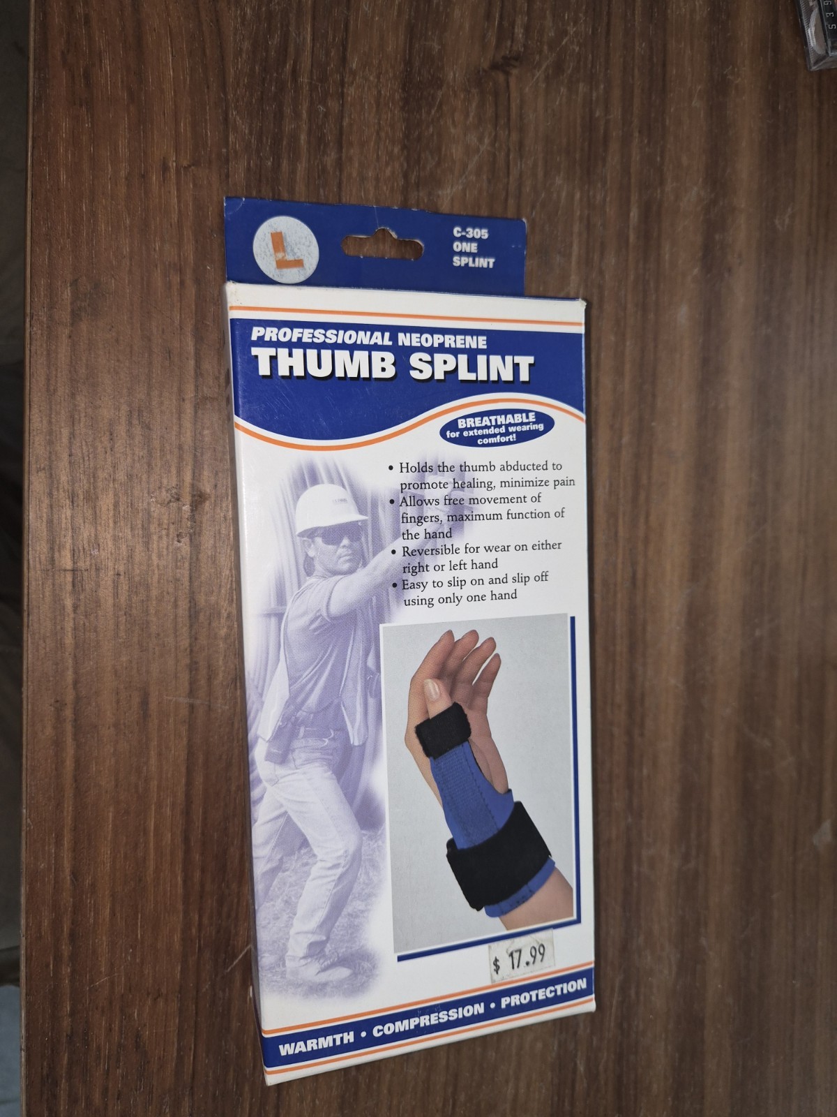 CHAMPION Professional Neoprene Thumb Splint C-305 Large New In Box