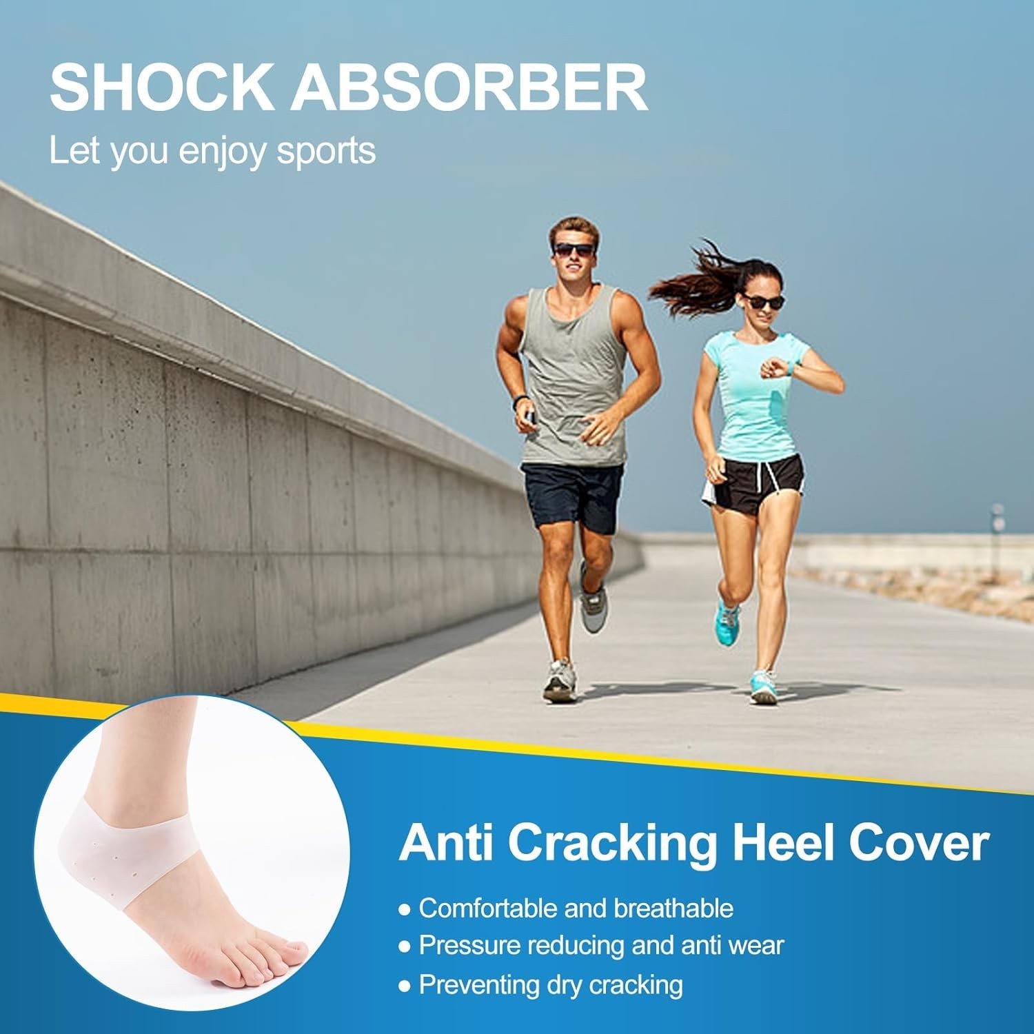 2 Pcs Silicone Gel Elastic Heel Socks Cracked Foot Moisturizing Skin Care US