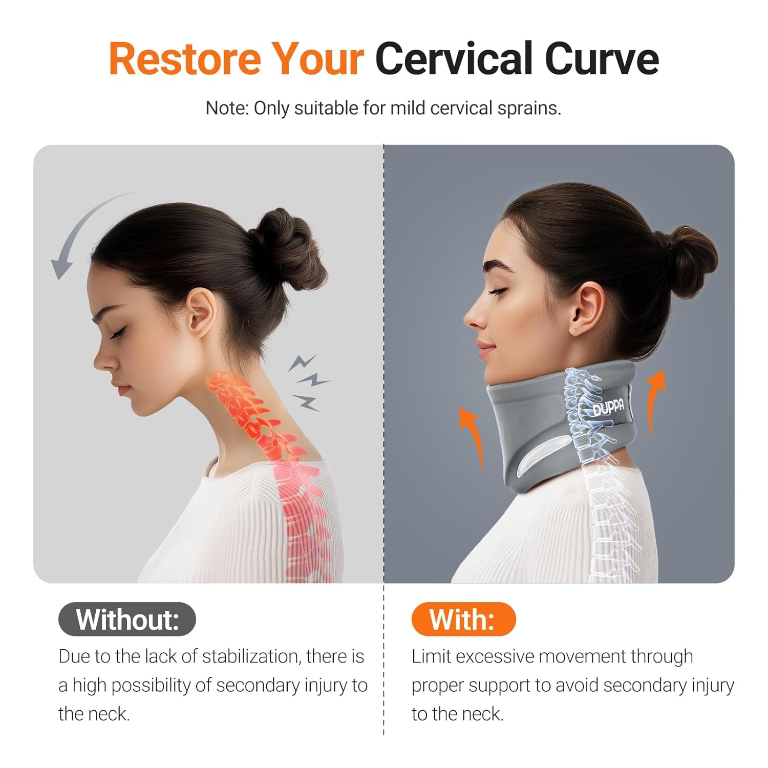 Pink Ergonomic Neck Brace V-Shaped Cervical Collar for Pain Relief & Support M