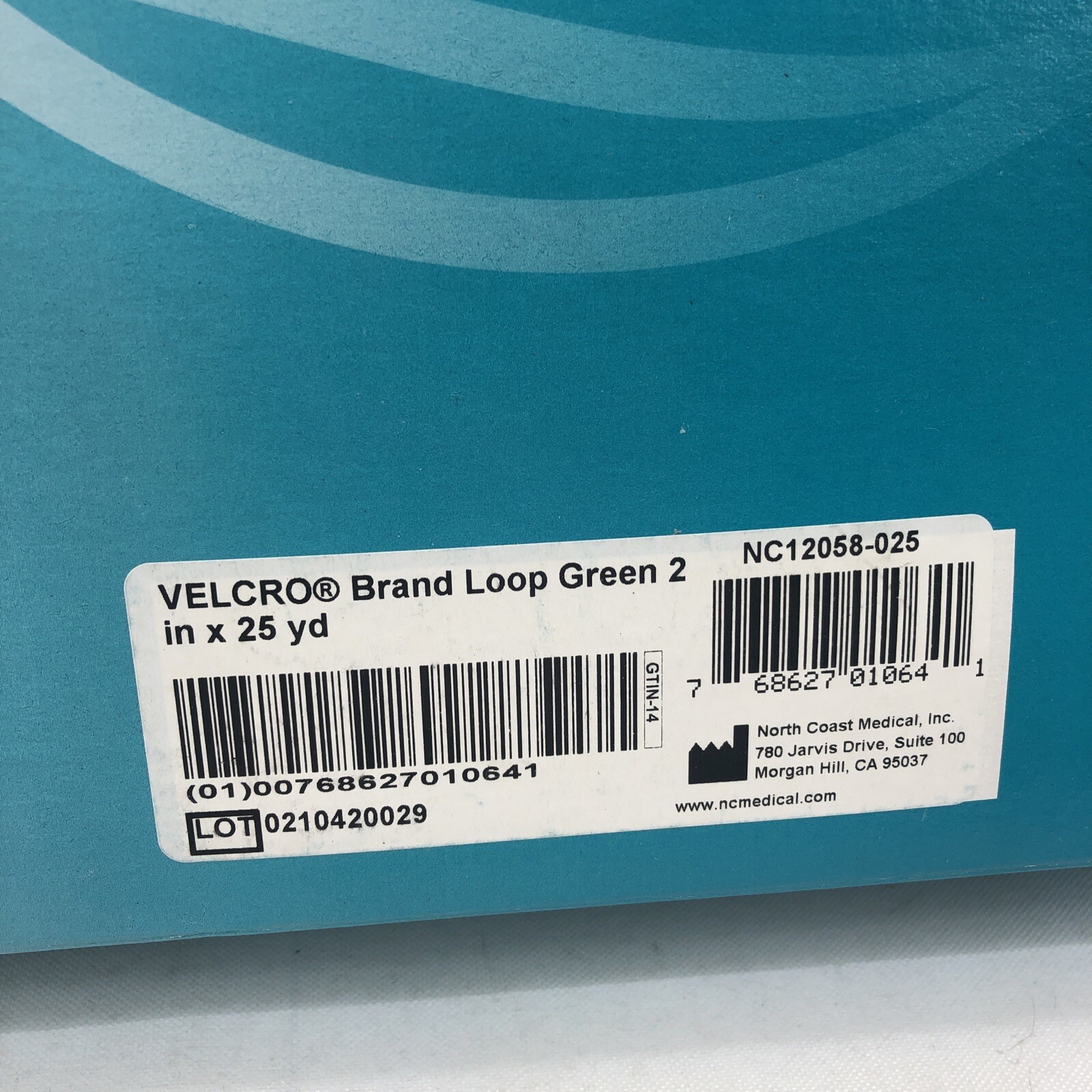 North Coast Medical Hook and Loop Brand Loop 2”x 25 yds – Green