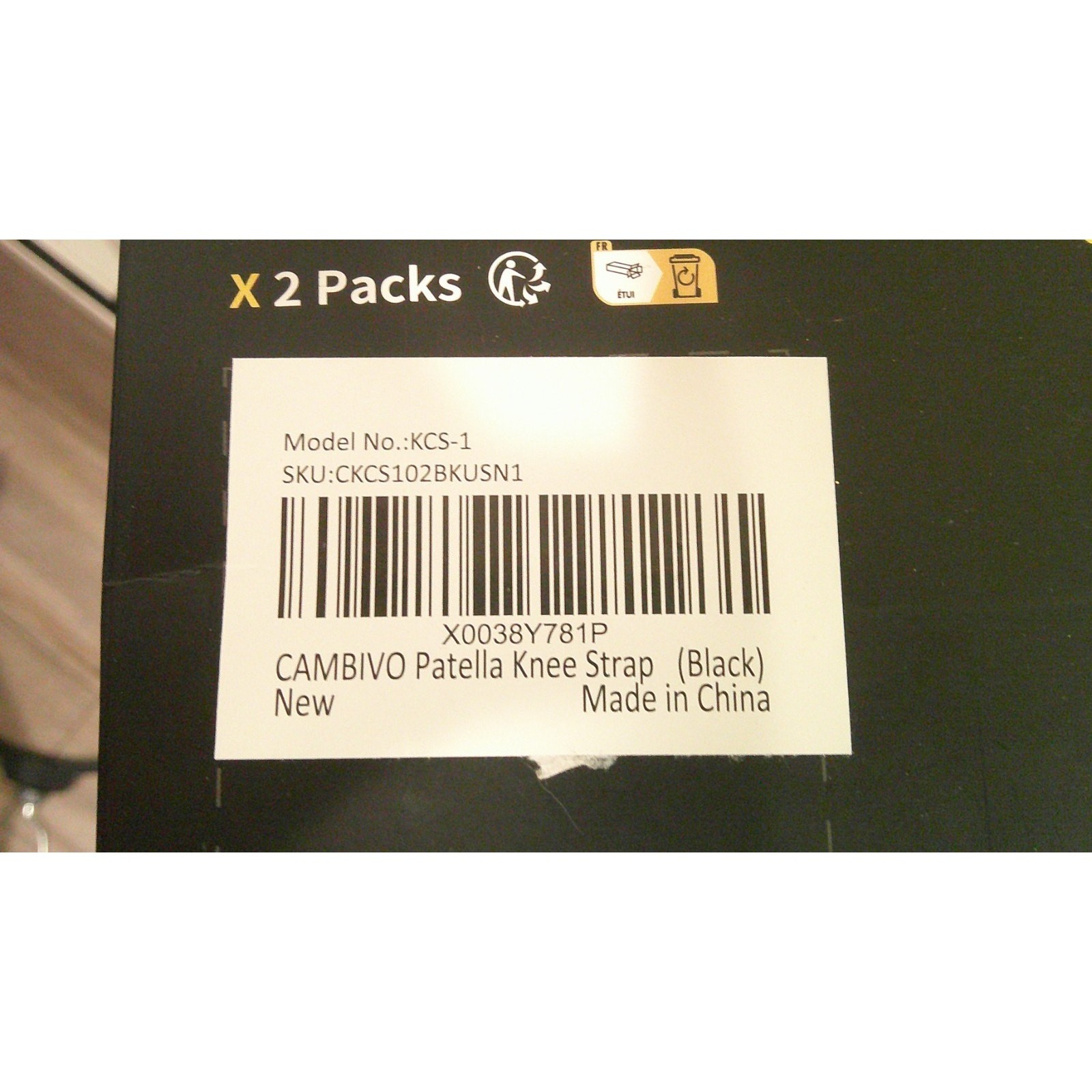CAMBIVO ‎KCS-1 Patella Knee Support Strap Black 2-Pack NEW