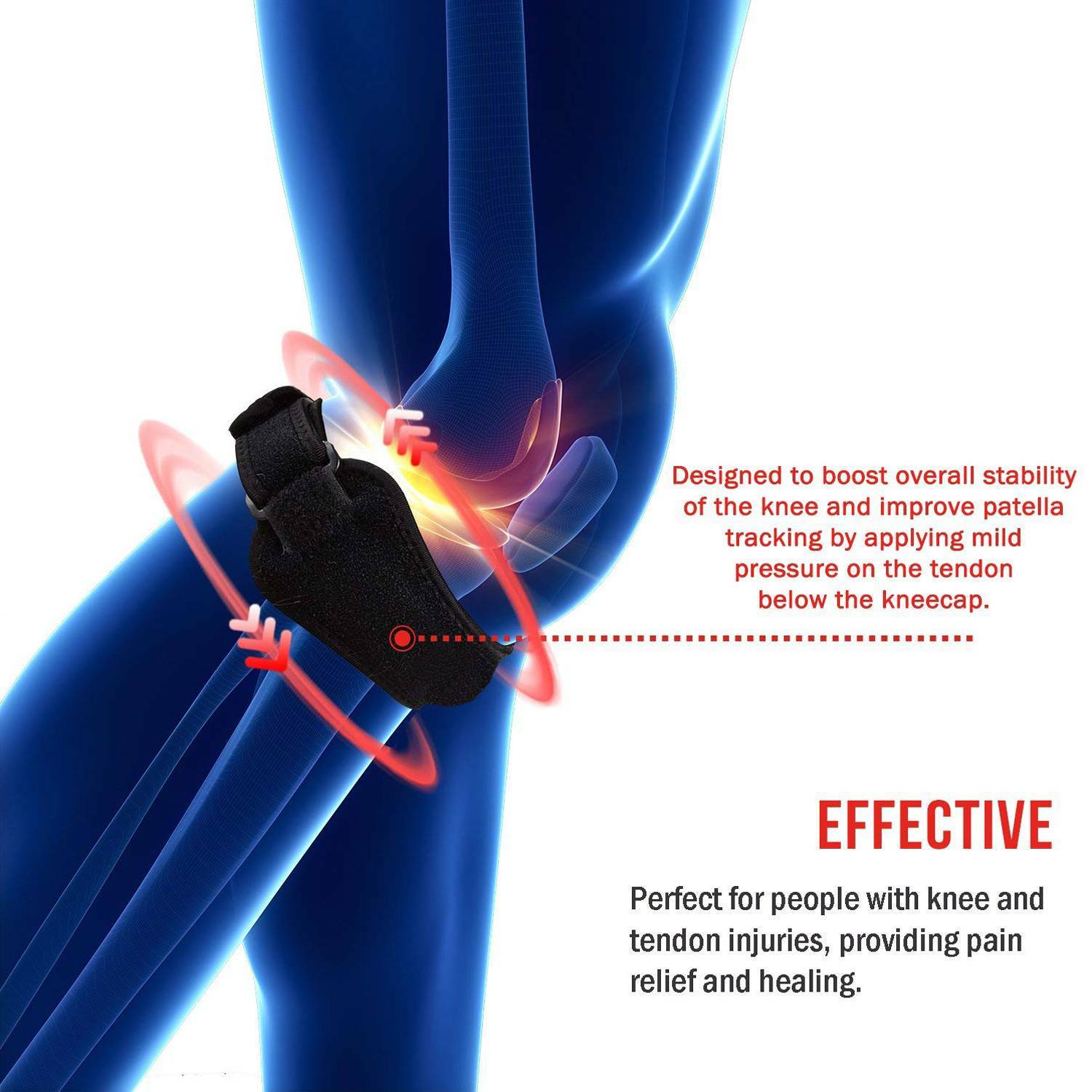 Knee Support Brace Patella Stabilizer Strap Arthritis Tendon Pain Relief Sport